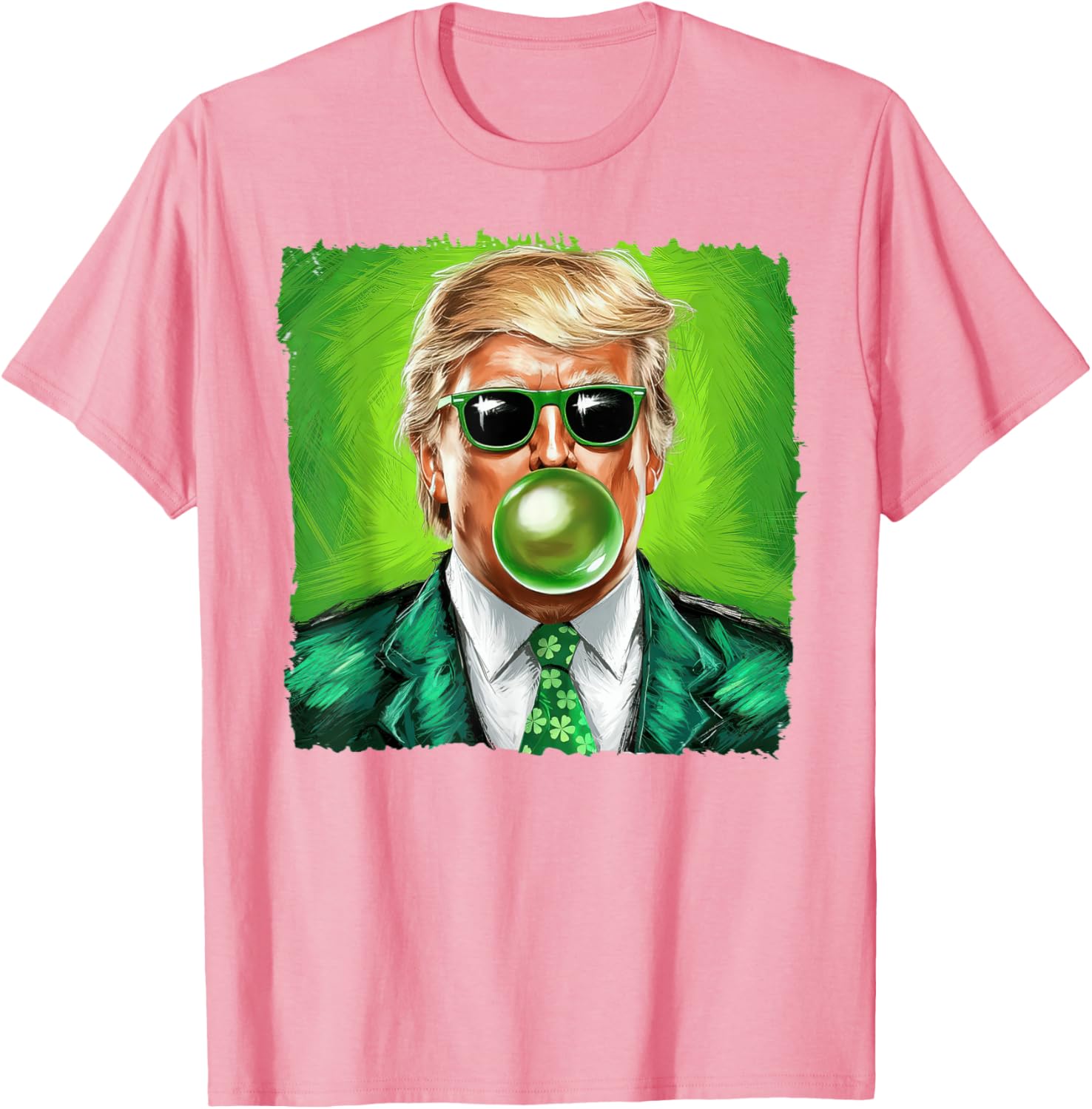 Trump Bubble Gum Sunglasses St. Patrick's Day T-Shirt for Fun Celebrations - 3
