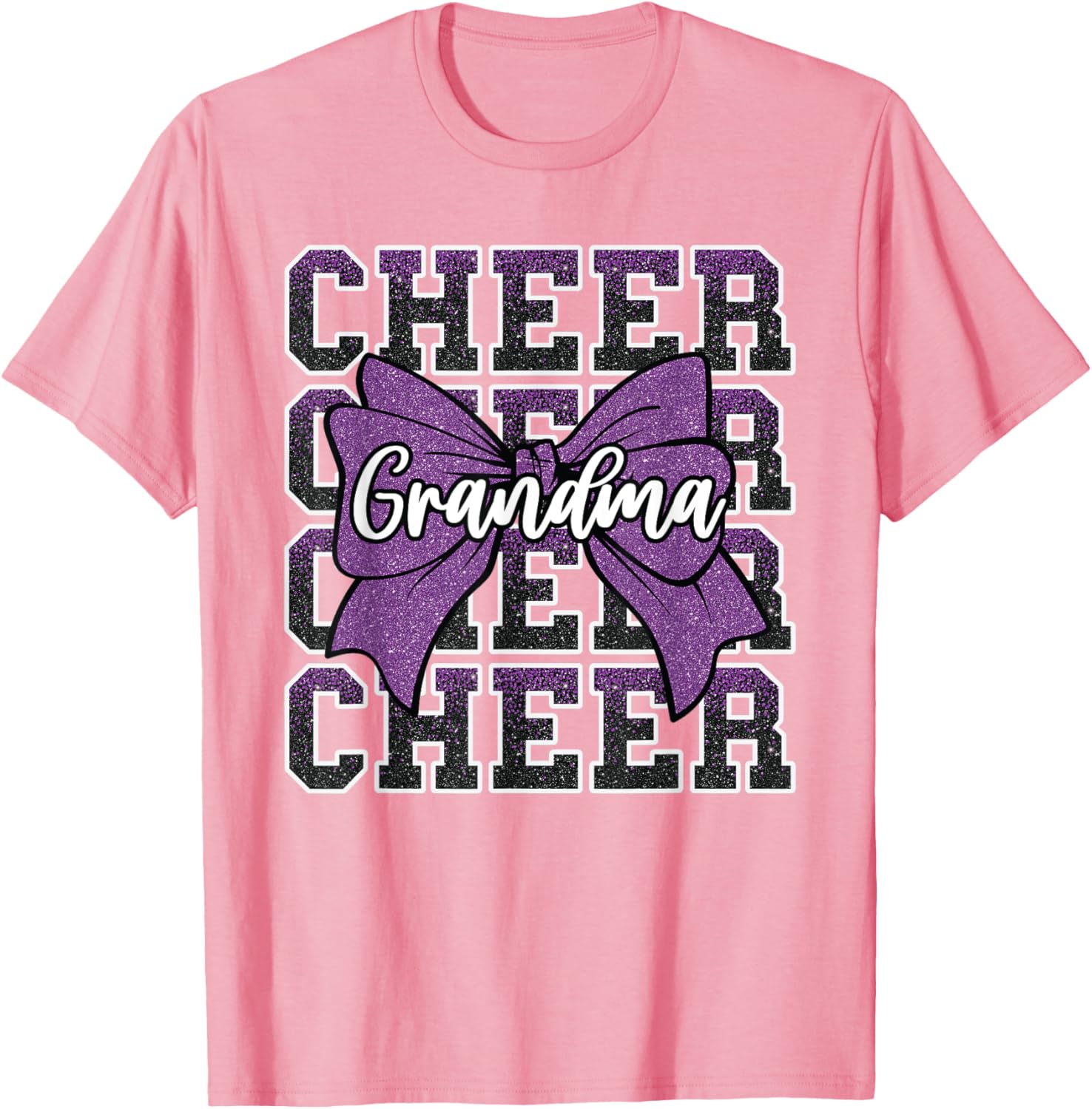 Cheer Grandma Bow Sport Purple T-Shirt for Cheerleaders and Fans - 6