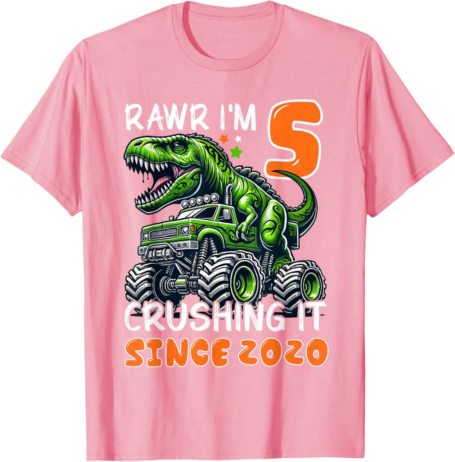 5th Birthday Monster Truck Dinosaur T-Shirt for Boys Rawr I'm 5 Fun! - 23