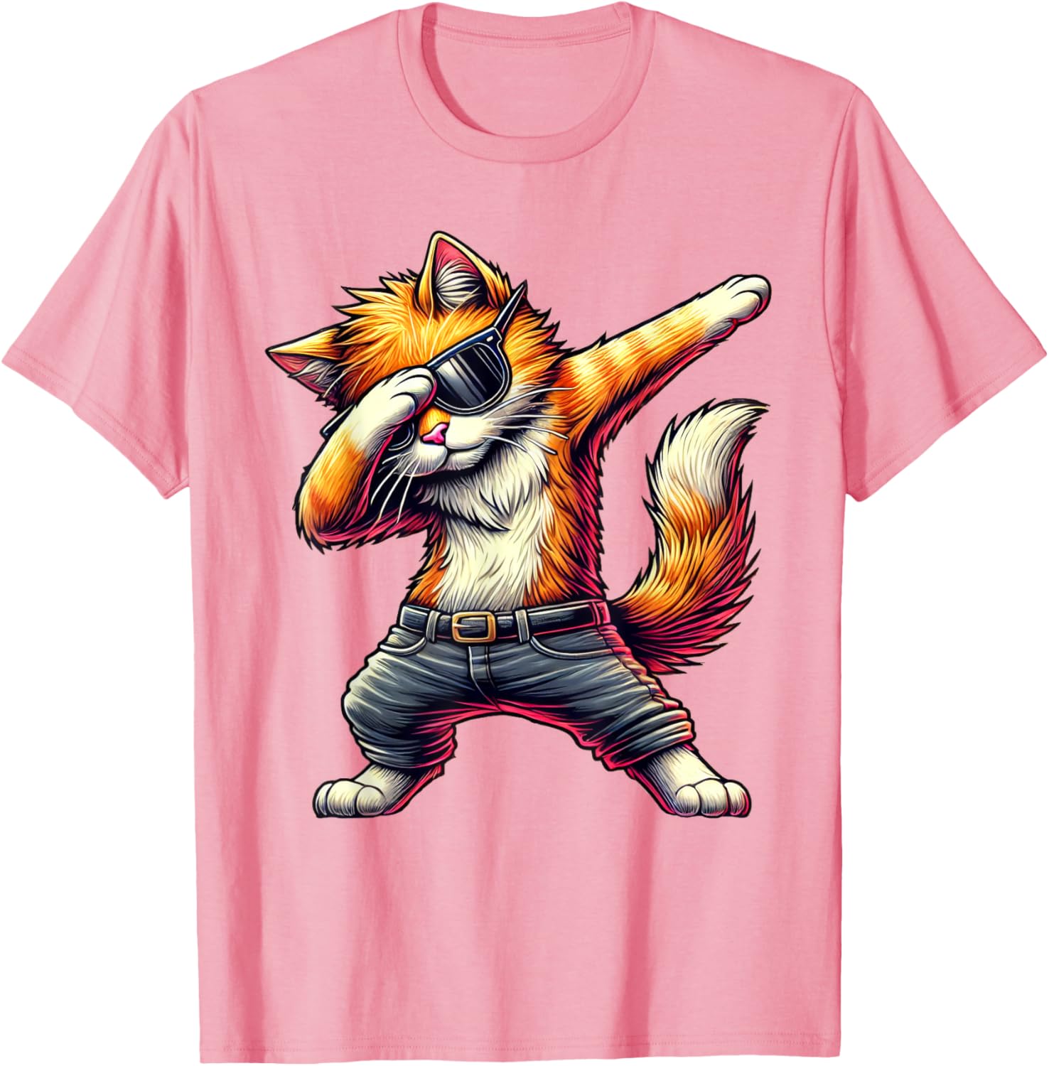 Cool Cat Dabbing in Sunglasses T-Shirt for Cat Lovers and Fashion Fans - 4