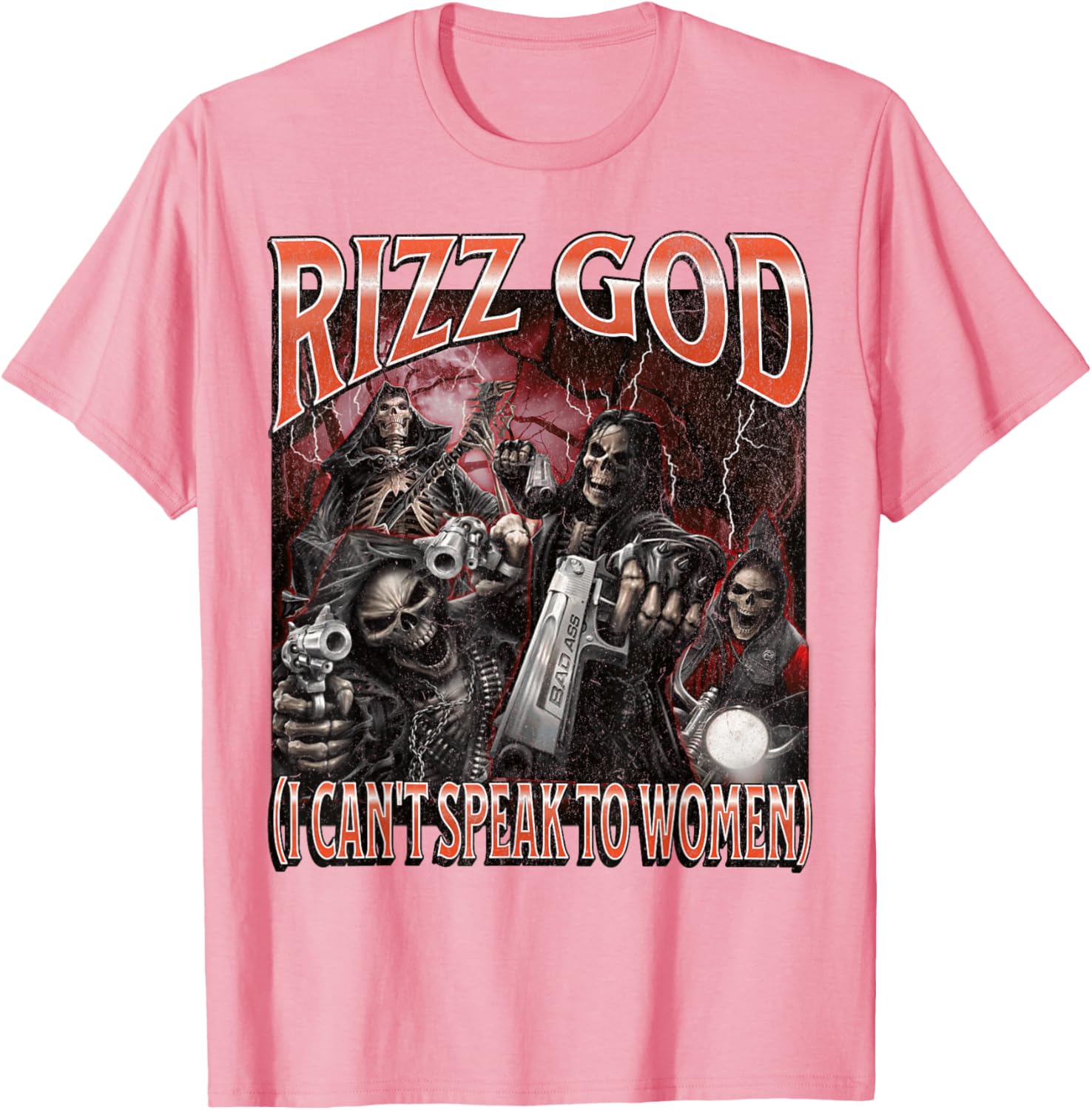 Funny Rizz God Skeleton Meme Tee for Men Who Can't Talk to Women - 22