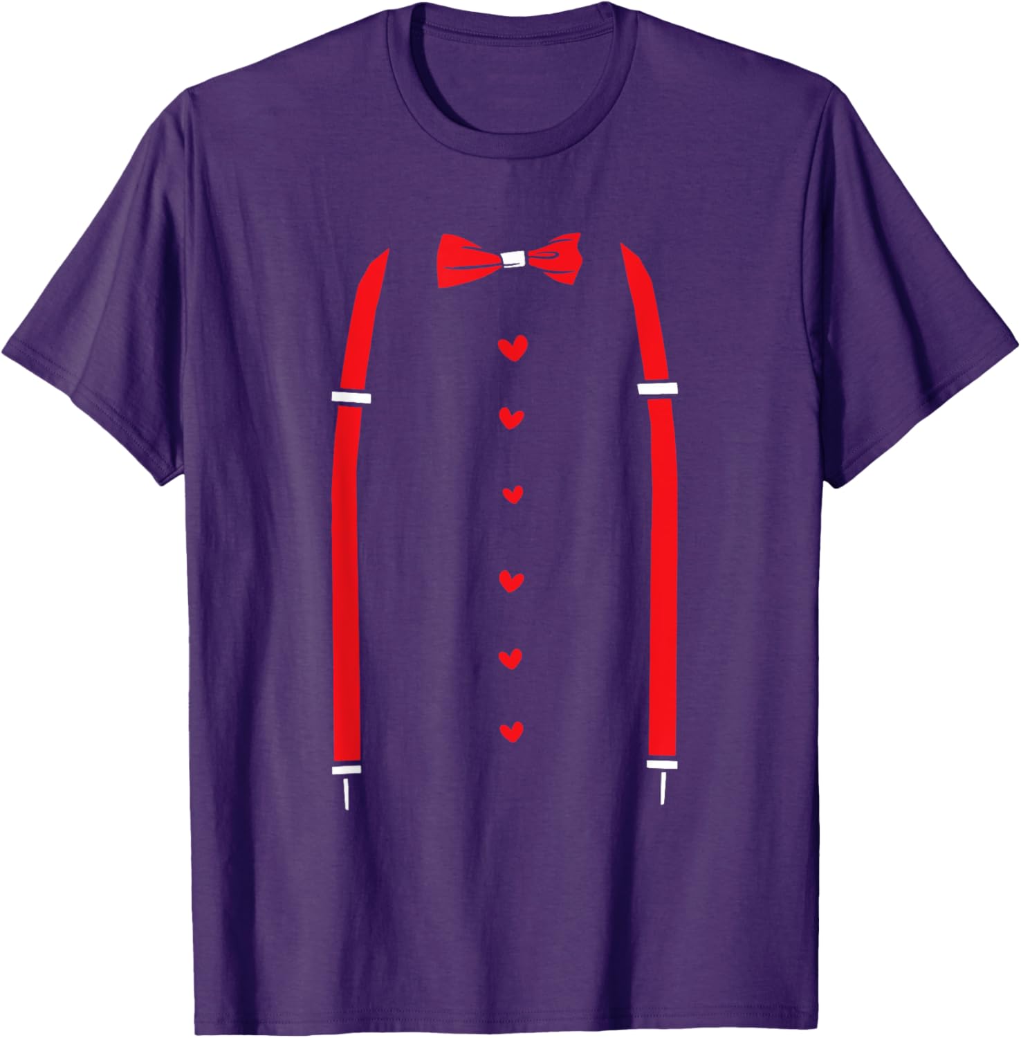 Valentine's Day Red Suspenders Bow Design T-Shirt for Men and Women - 22
