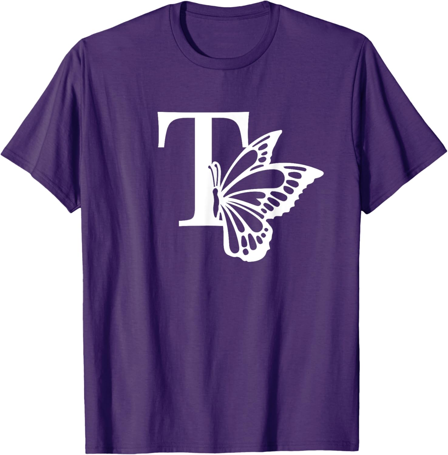 Butterfly Monogram Initial T T-Shirt Stylish Alphabet Tee for Women - 24
