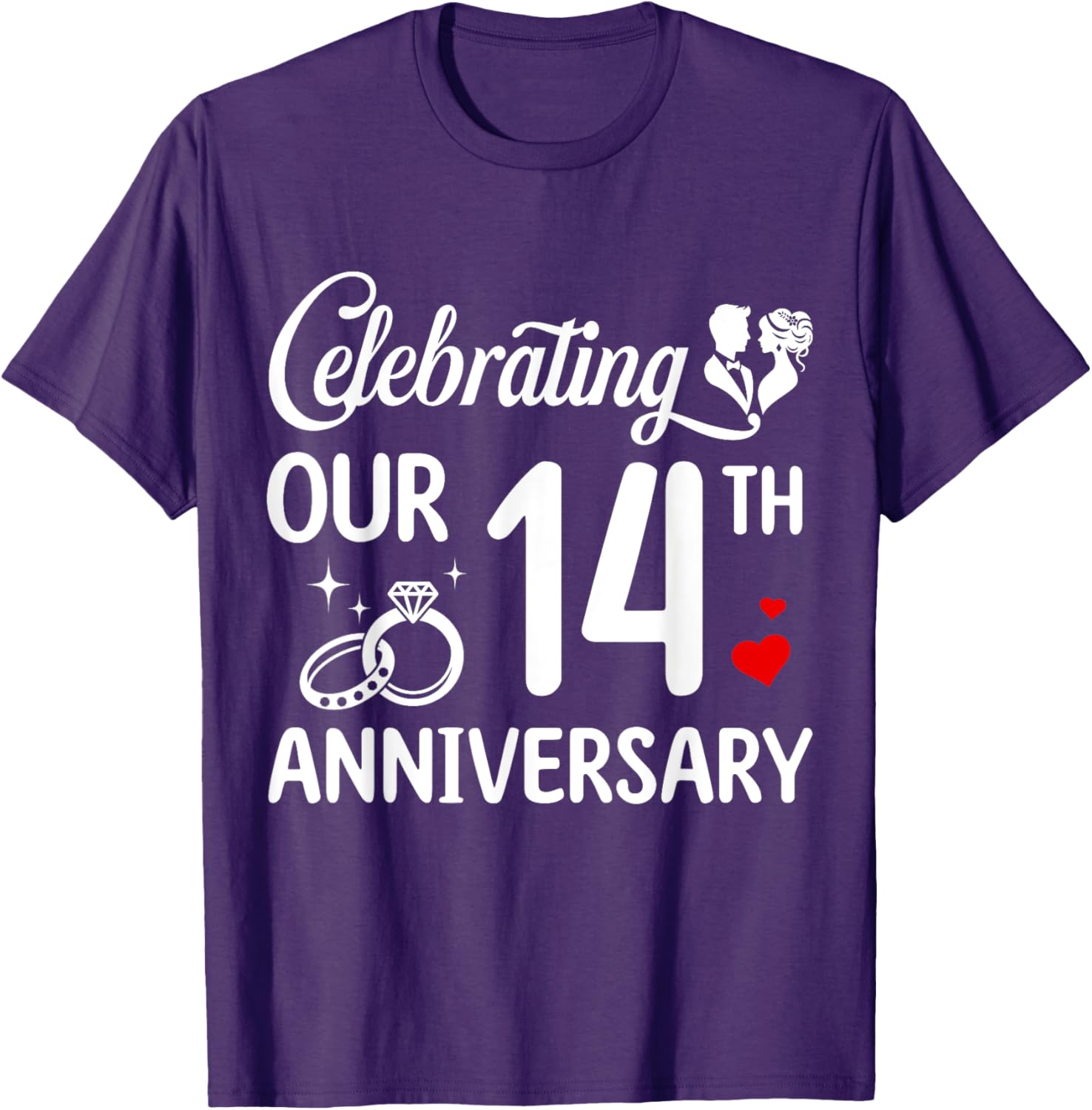 14th Wedding Anniversary T-Shirt for Couples - Celebrate 14 Years of Love - 6