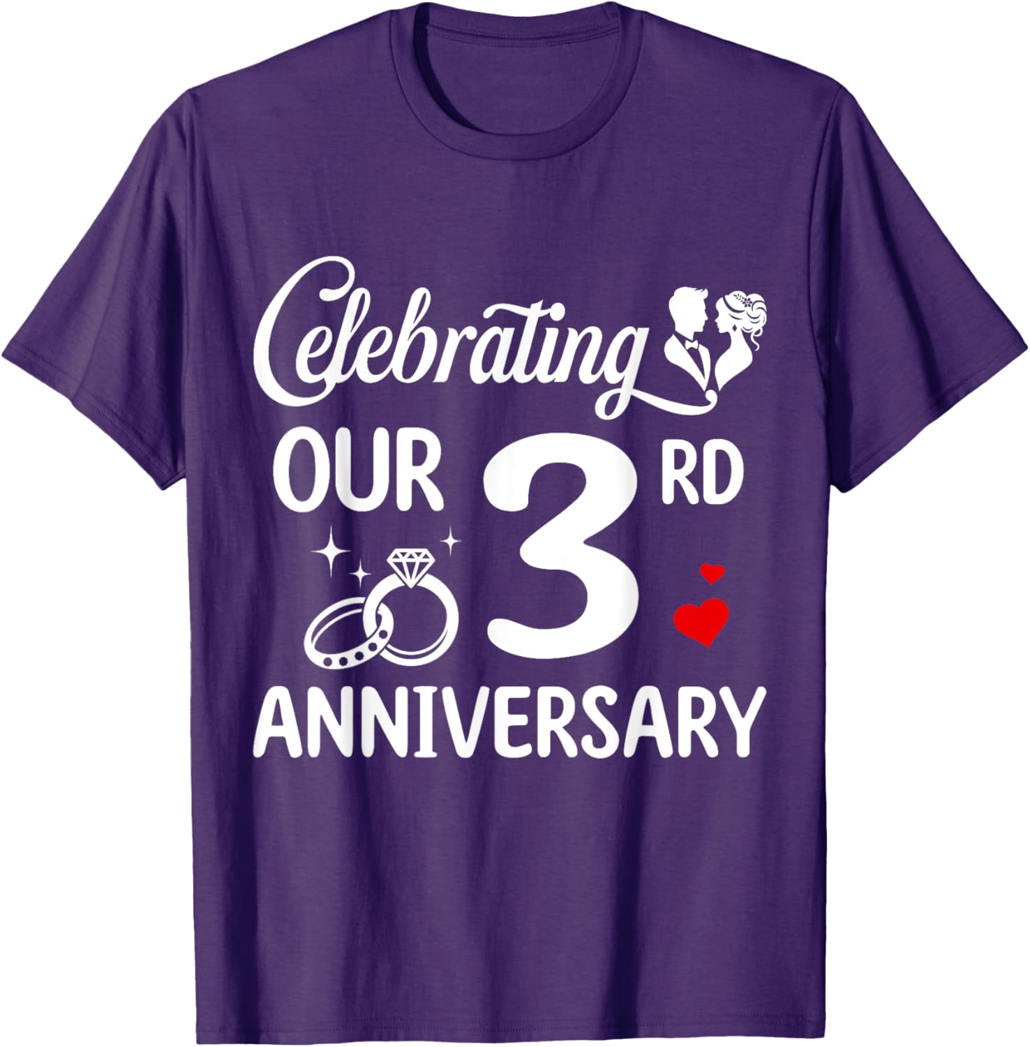 3rd Wedding Anniversary T-Shirt for Couples Celebrating 3 Years of Love - 12