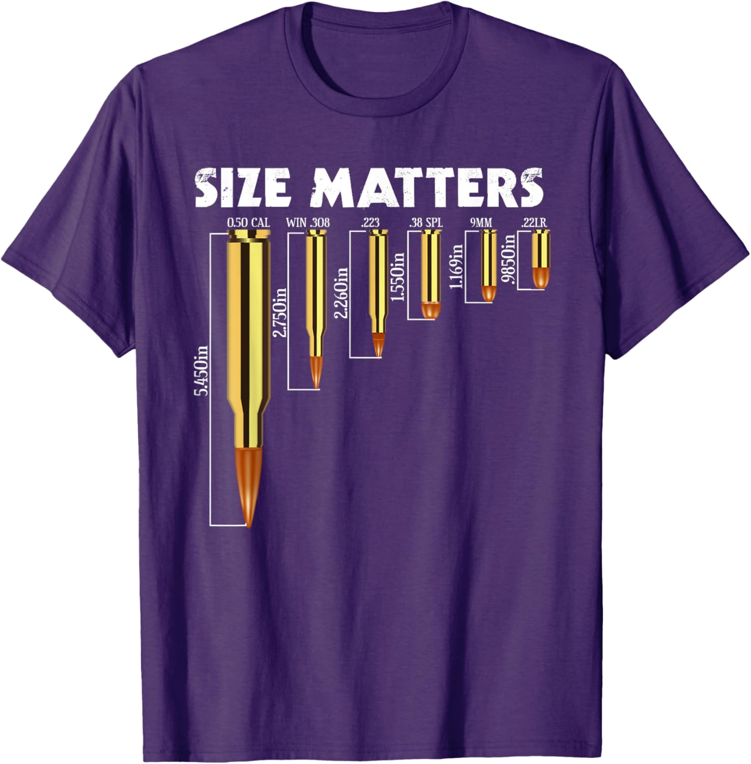 Size Matters T-Shirt for Bullet Lovers, Perfect Caliber Graphic Tee - 2