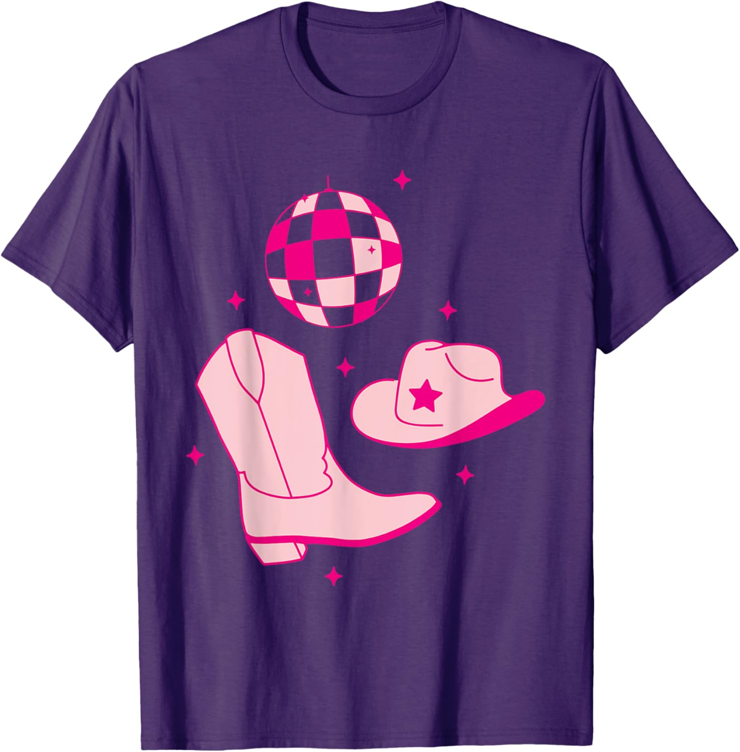 Cute Cowgirl Coquette Pink T-Shirt for Women and Girls - Rodeo Style - 14