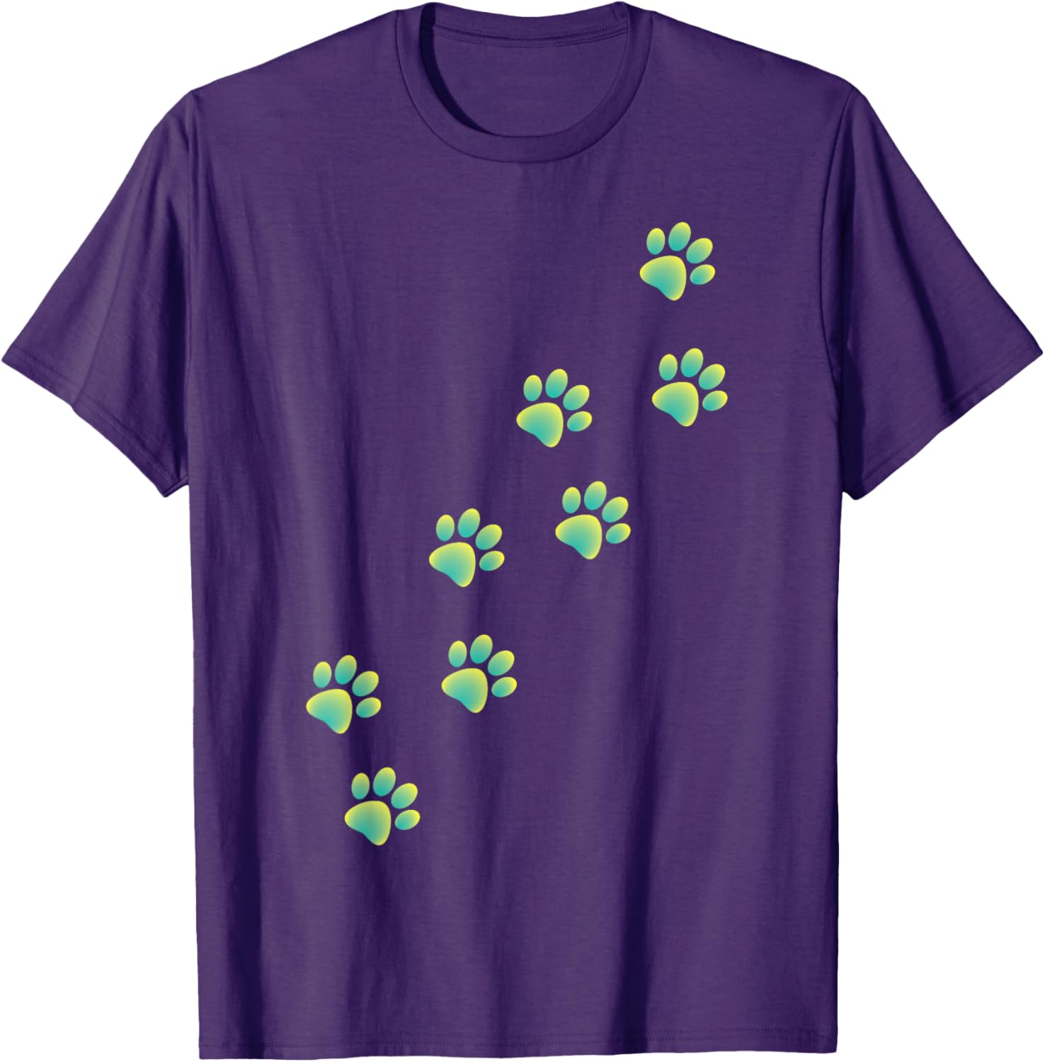 Cute Cat Paws Yellow Teal Graphic T-Shirt for Cat Lovers of All Ages - 8