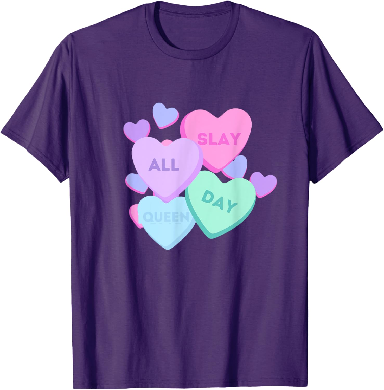 Slay All Day Pastel Heart Candy Graphic T-Shirt for Valentine's Day - 6