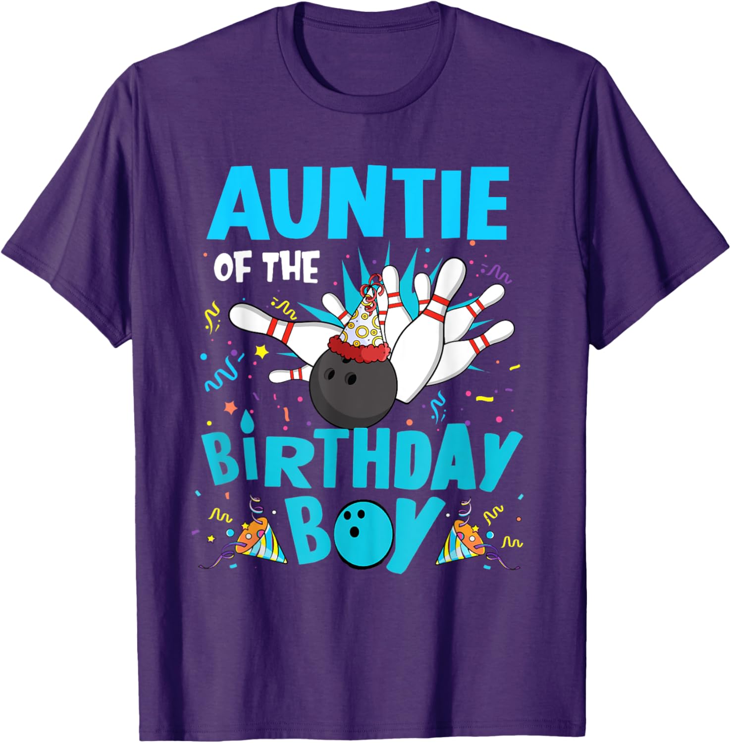 Auntie of the Birthday Boy Bowling T-Shirt for Family Fun Matching Outfits - 16
