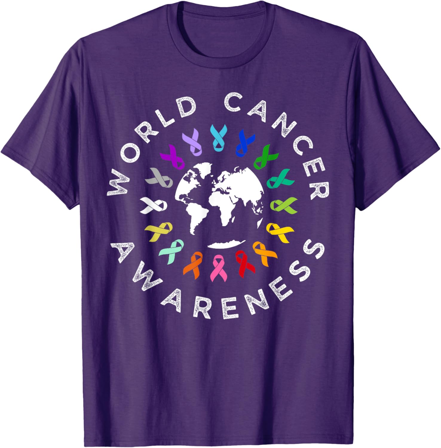 World Cancer Day Awareness Multi-Color Ribbon T-Shirt for Supporters - 6
