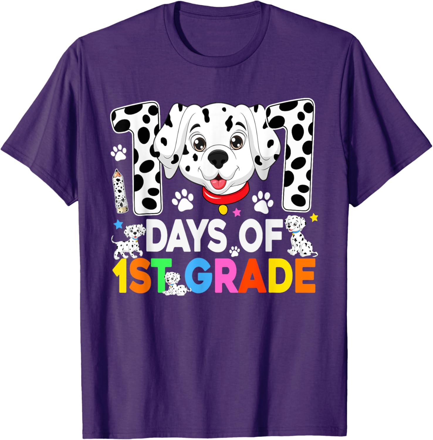 100 Days of School Dalmatian Dog T-Shirt for Kids 3rd Grade Fun Fashion - 10