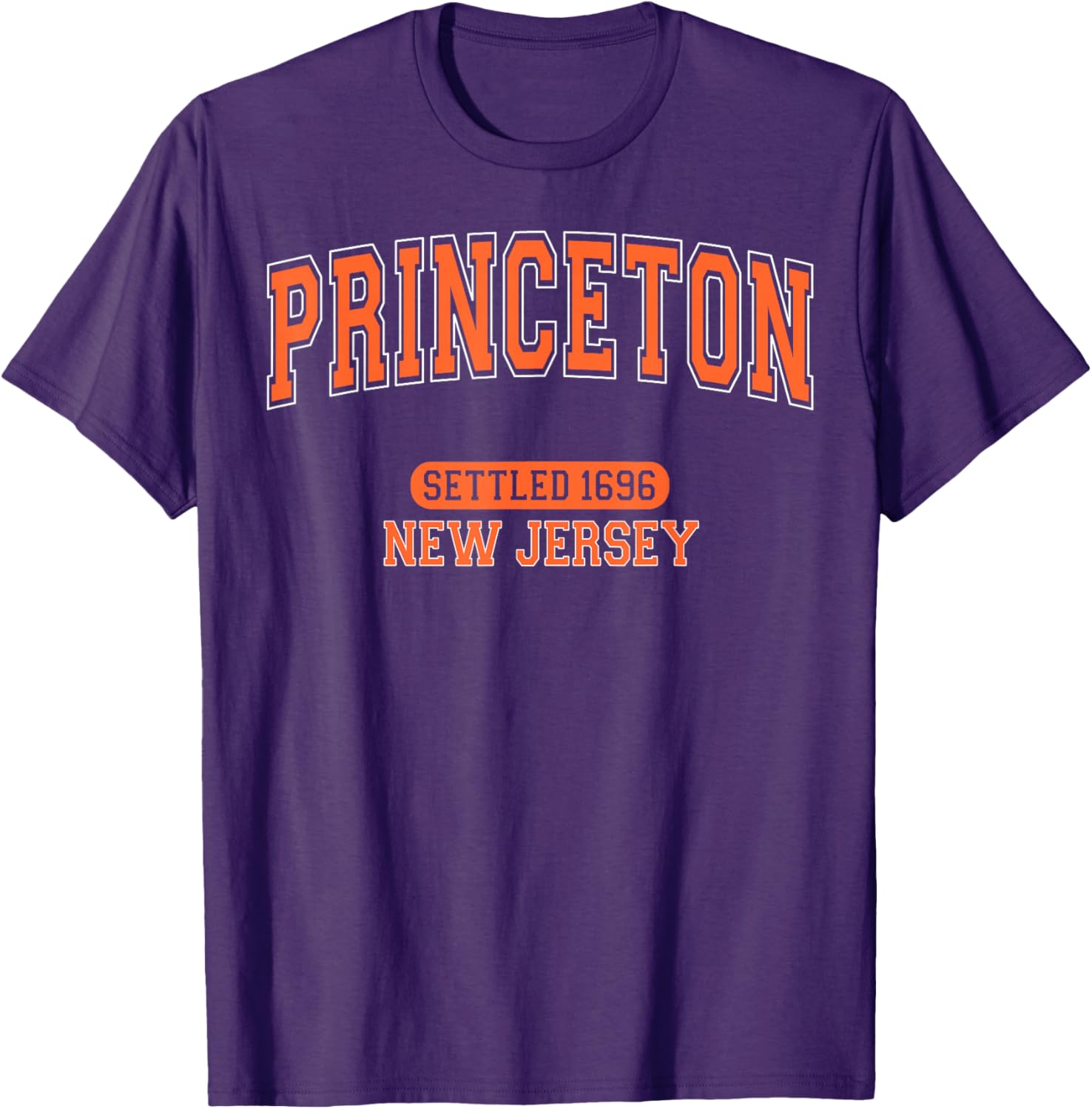 Vintage Arched Orange T-Shirt Celebrating Princeton New Jersey 1696 - 4