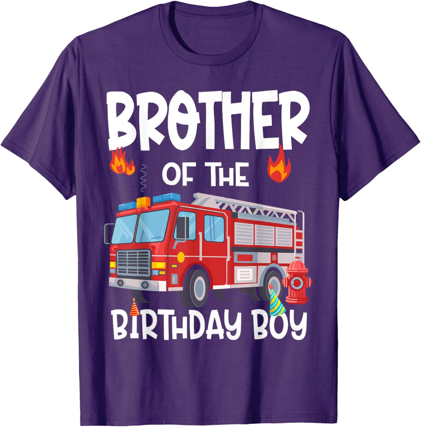 Brother of the Birthday Boy Fire Truck T-Shirt for Fun Celebrations - 13