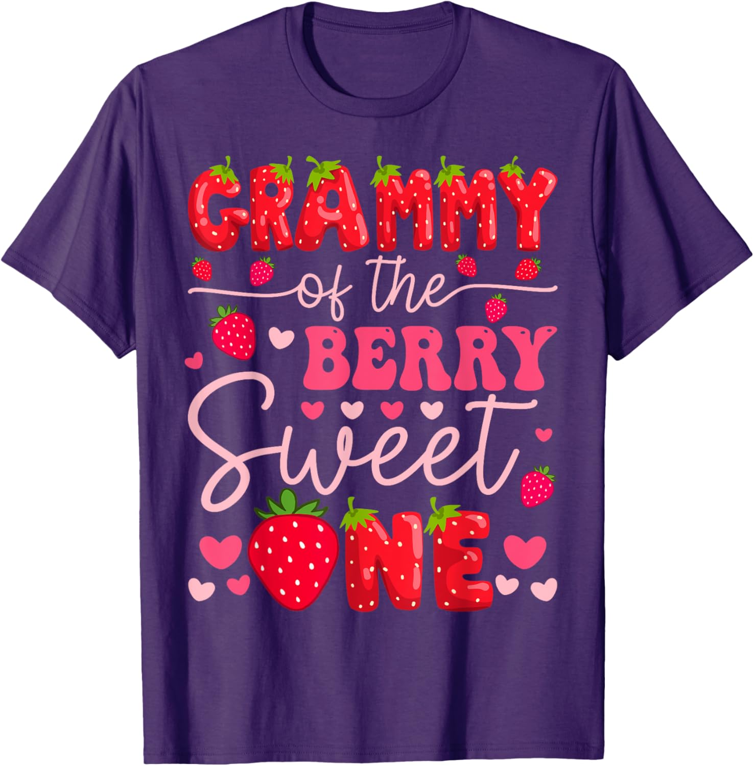 Adorable Strawberry Themed 1st Birthday Girl T-Shirt for Grammy's Sweet One - 4