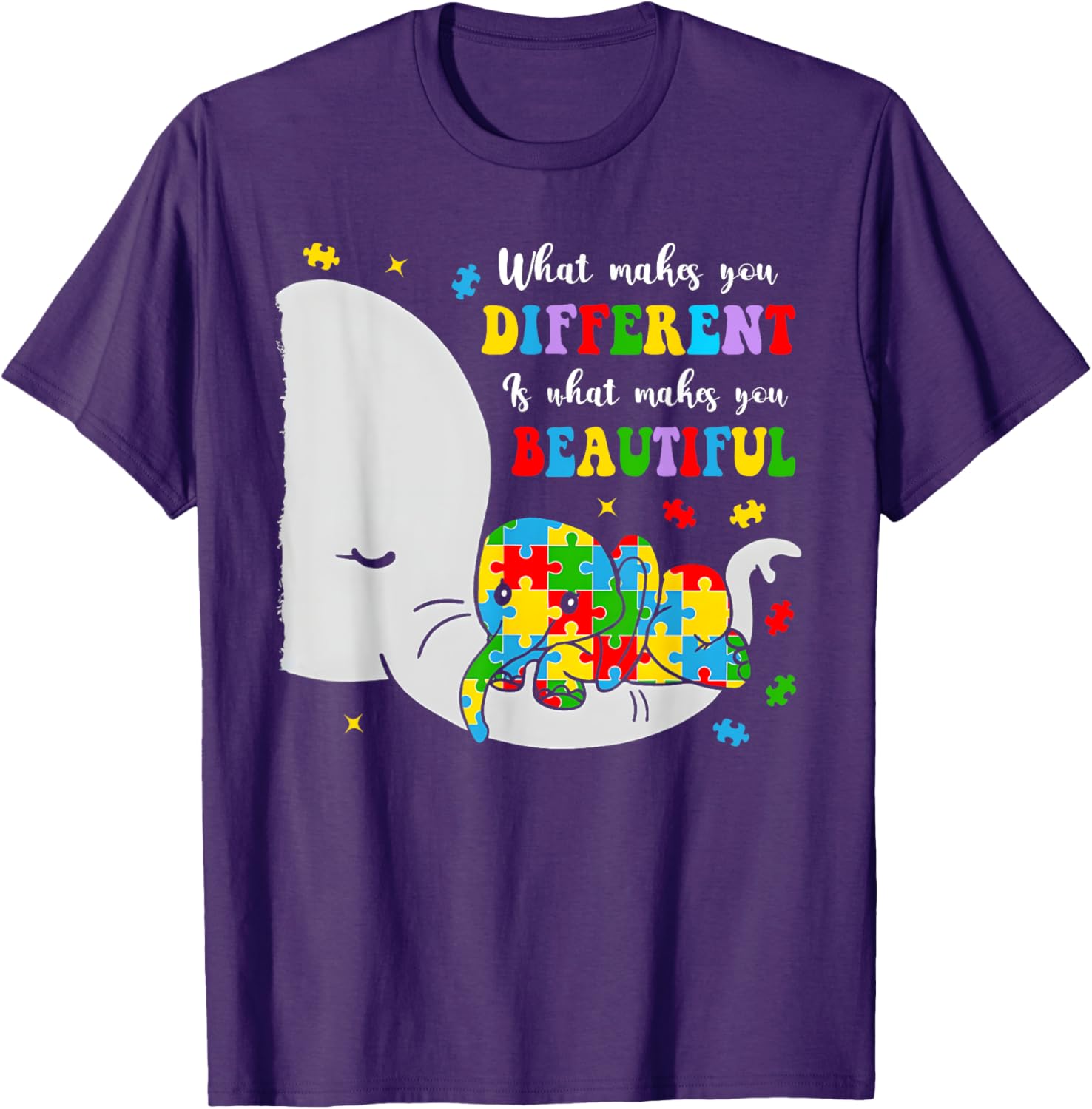 Unique Elephant Autism Awareness T-Shirt - Embrace Differences with Style - 10