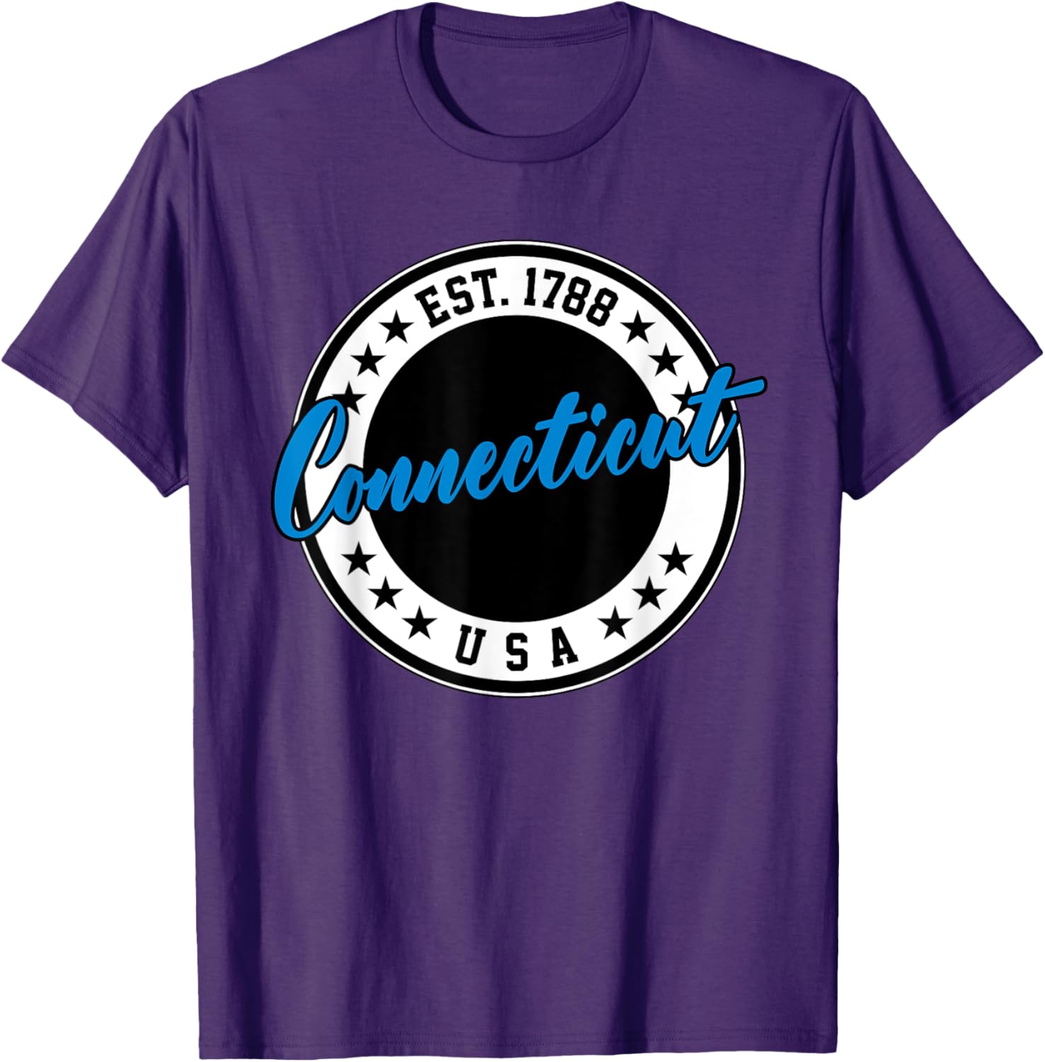 Connecticut USA Script Circle T-Shirt in Blue - Stylish Casual Wear - 15