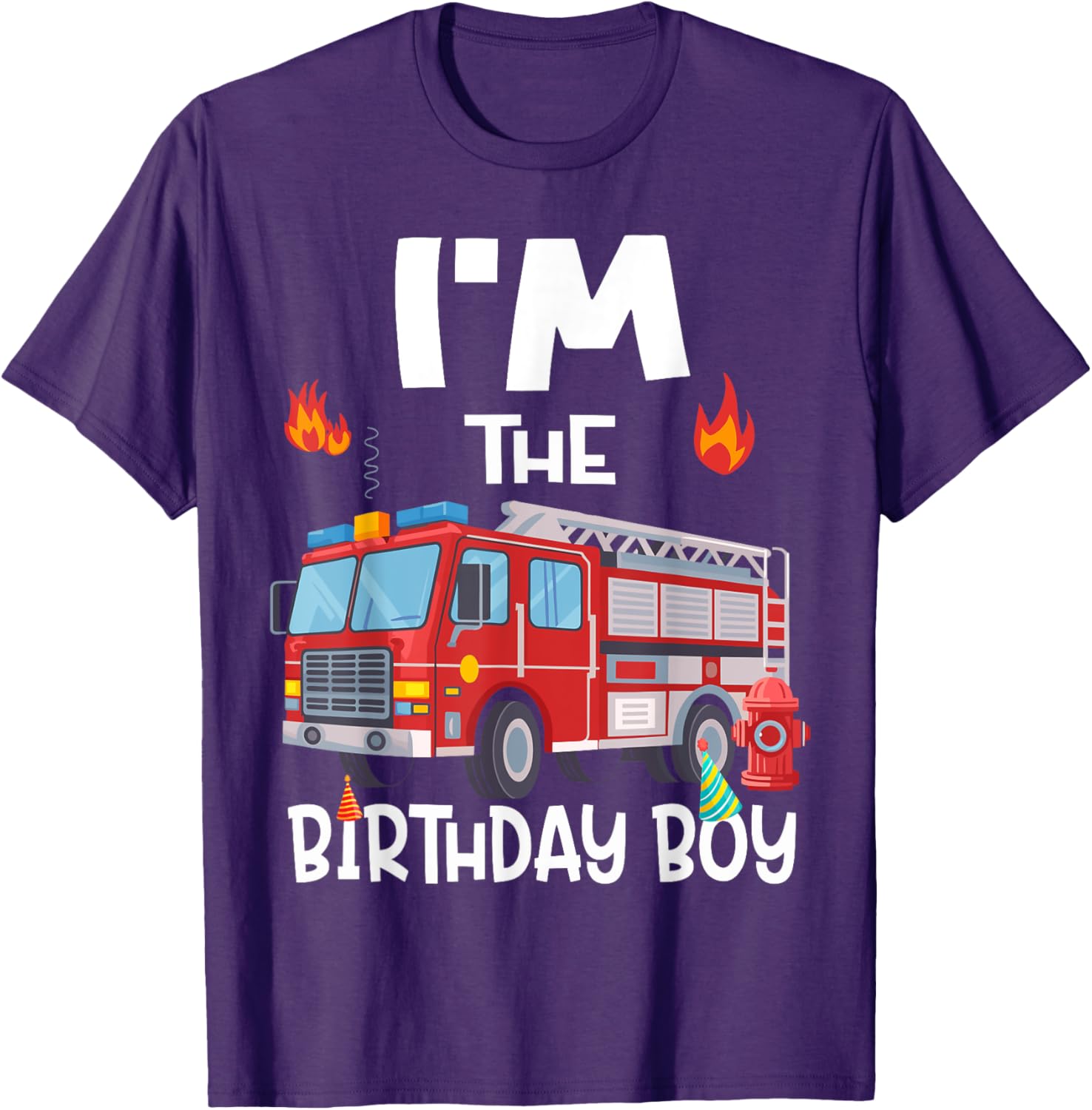 Birthday Boy Fire Truck Firefighter Family T-Shirt for Fun Celebrations - 12