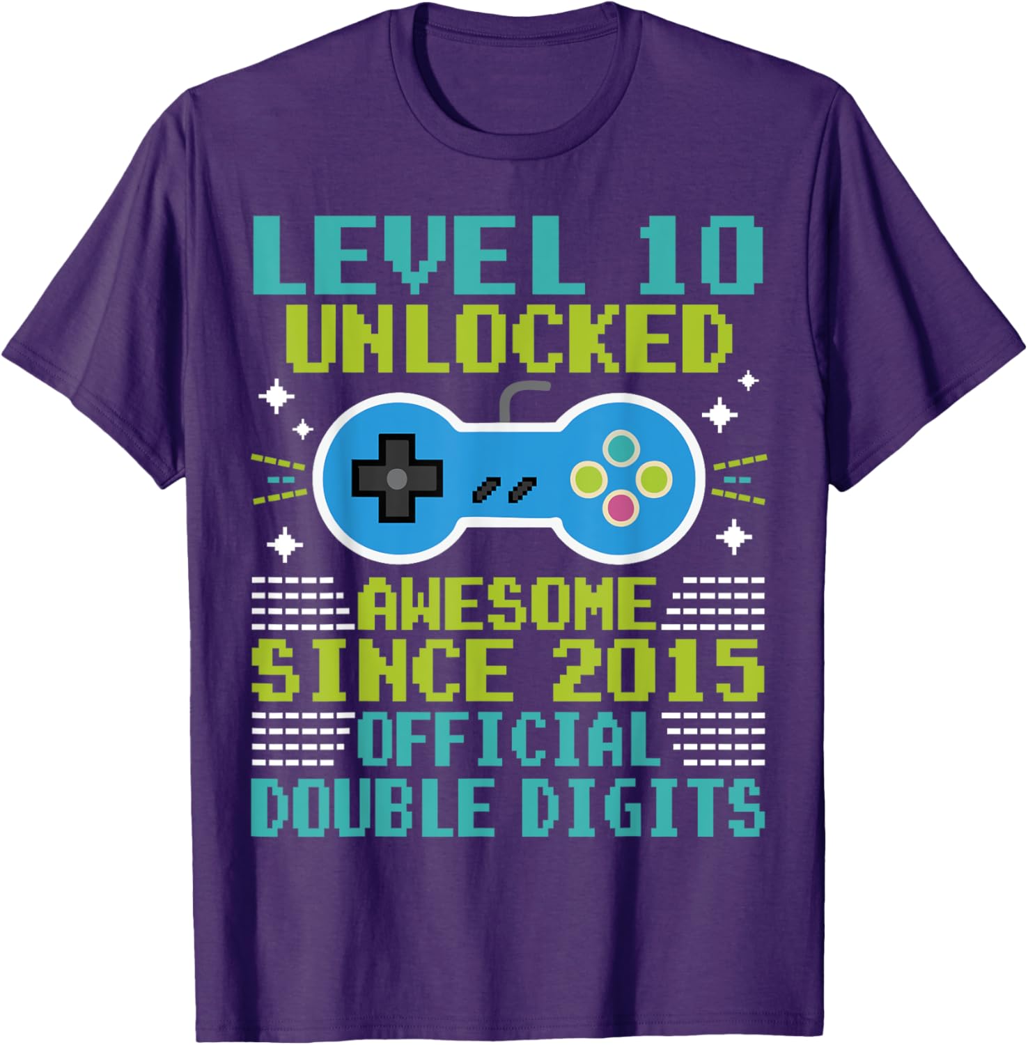 Cool 10th Birthday Boys T-Shirt Level 10 Unlocked Awesome Since 2015 - 7