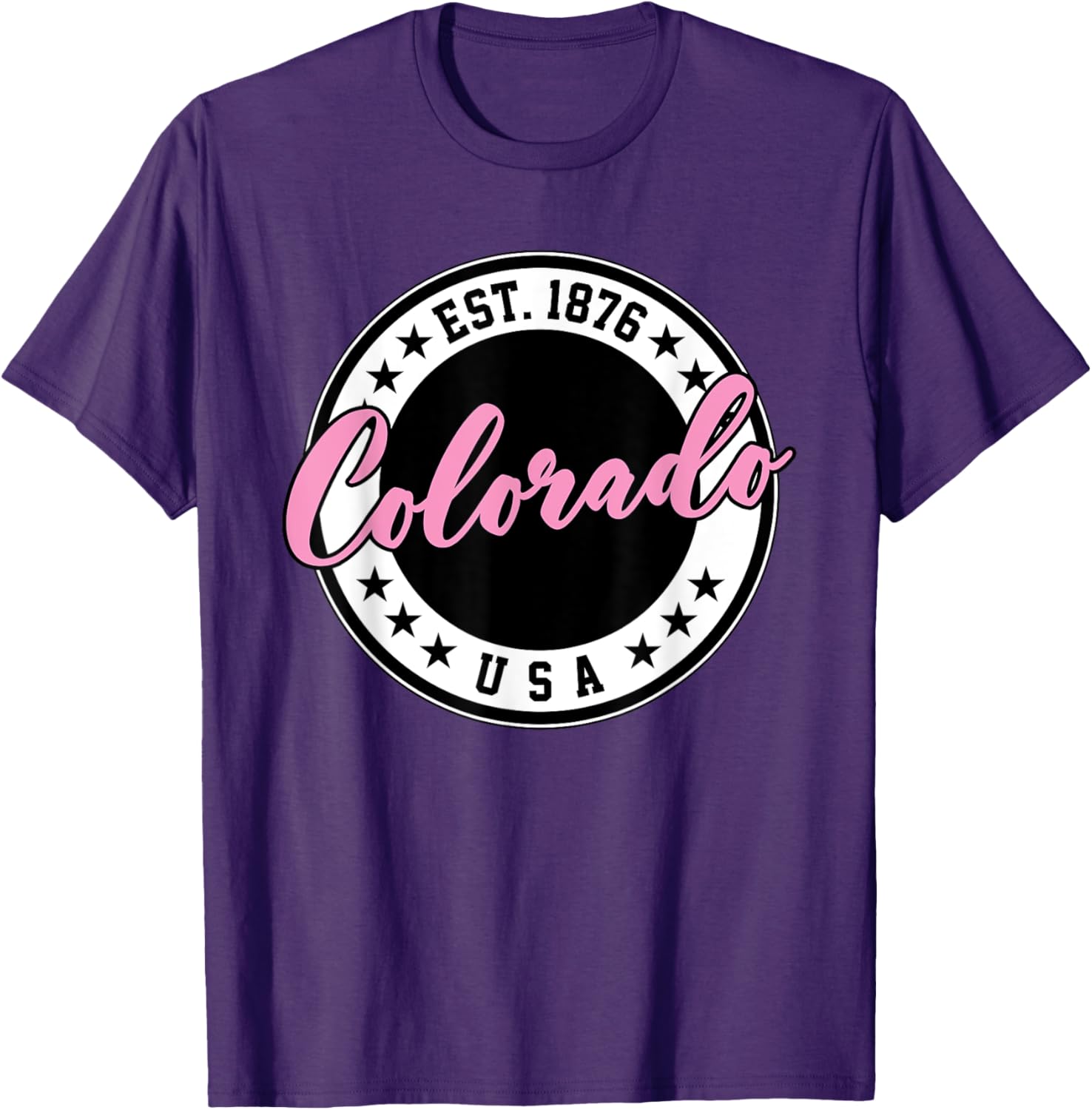 Colorado USA Script Circle Pink Text T-Shirt for Stylish Comfort - 20