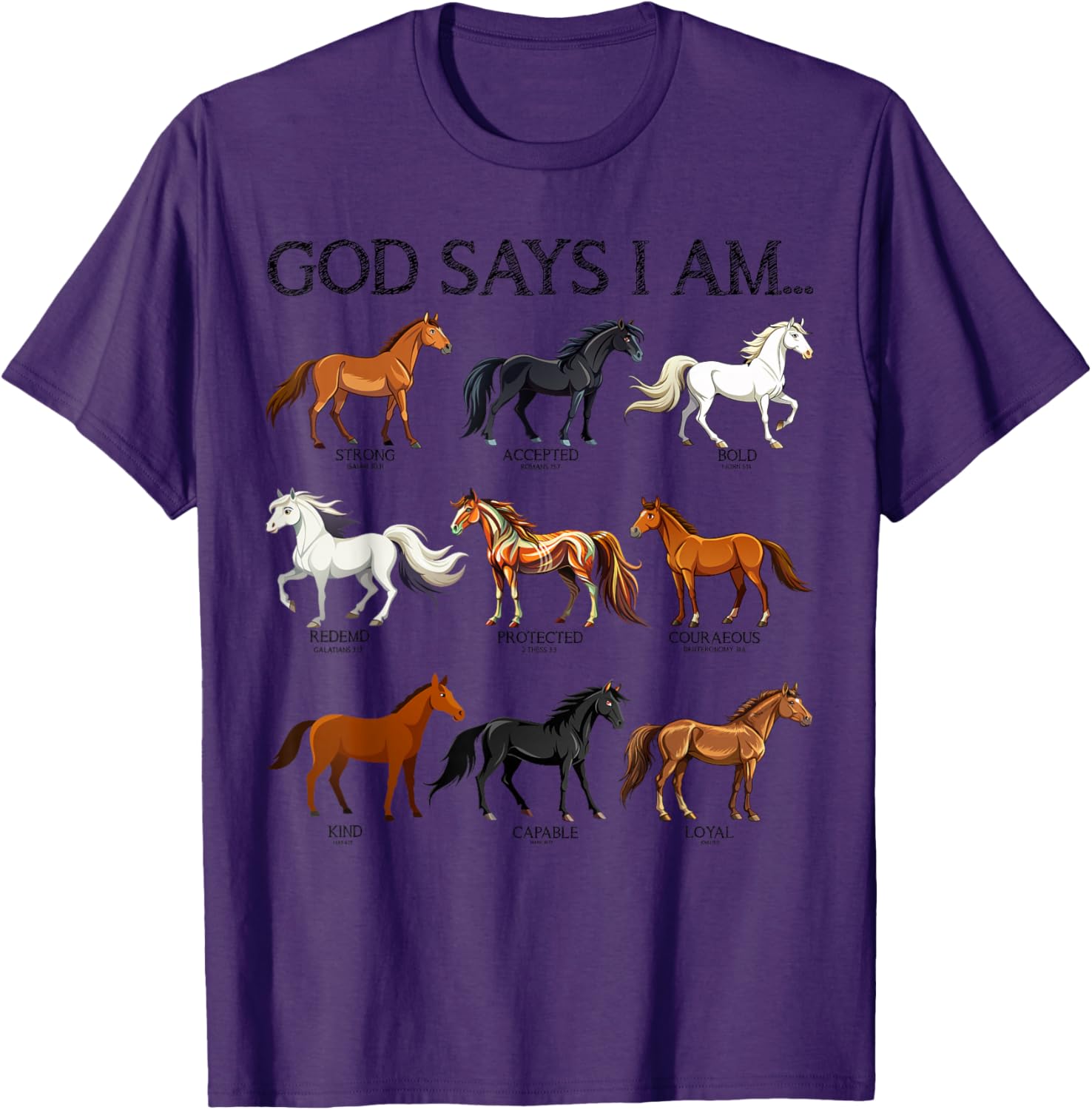 Cute Christian Teen Girl T-Shirt with Jesus and Horses Love Design - 15