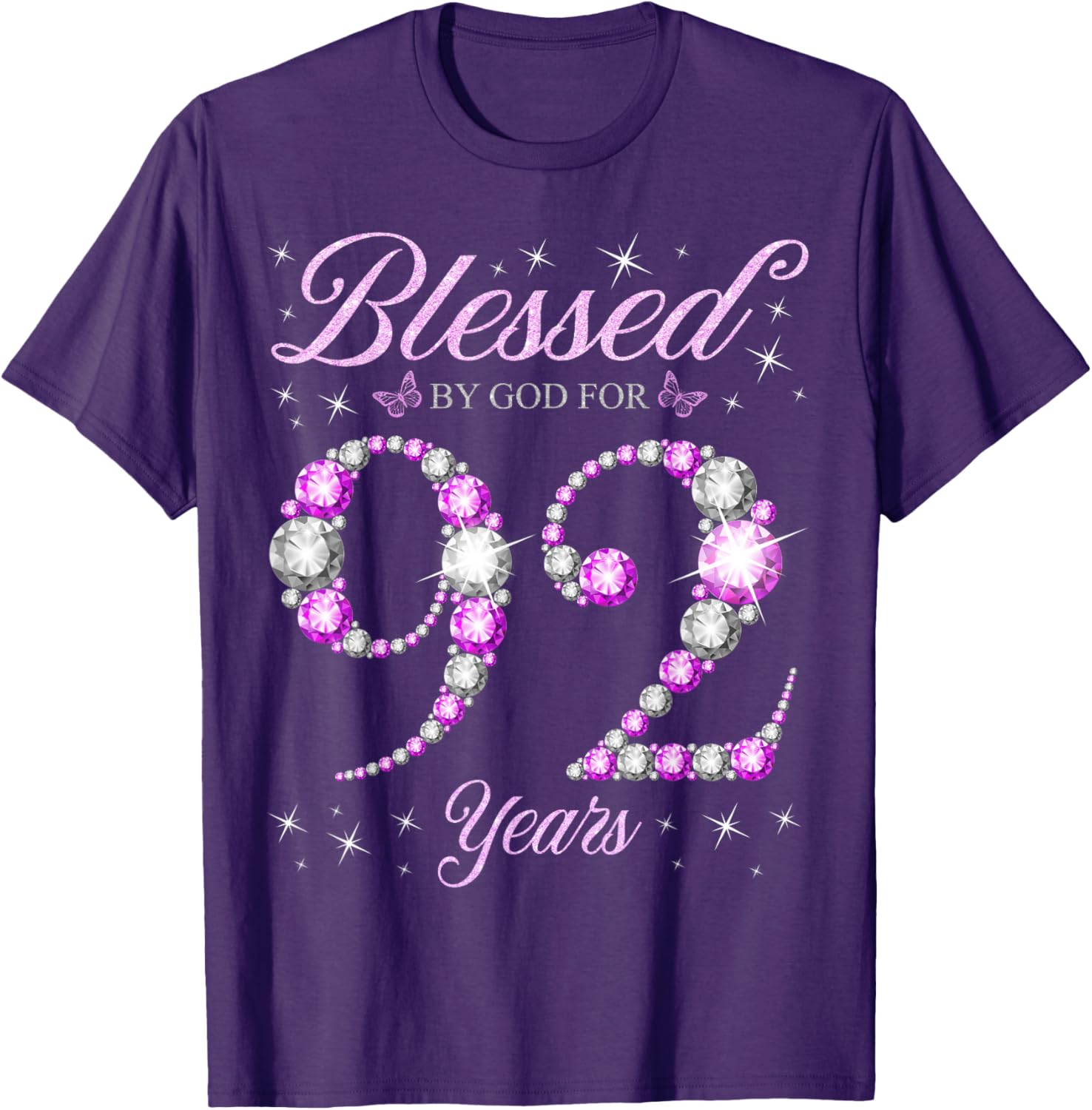 Blessed By God 92 Years Old Birthday Party T-Shirt for 92nd Celebration - 4