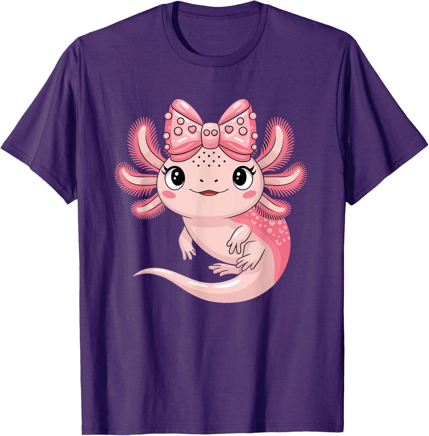 Cute Axolotl Girls Coquette Bow T-Shirt for Axolotl Lovers - 6