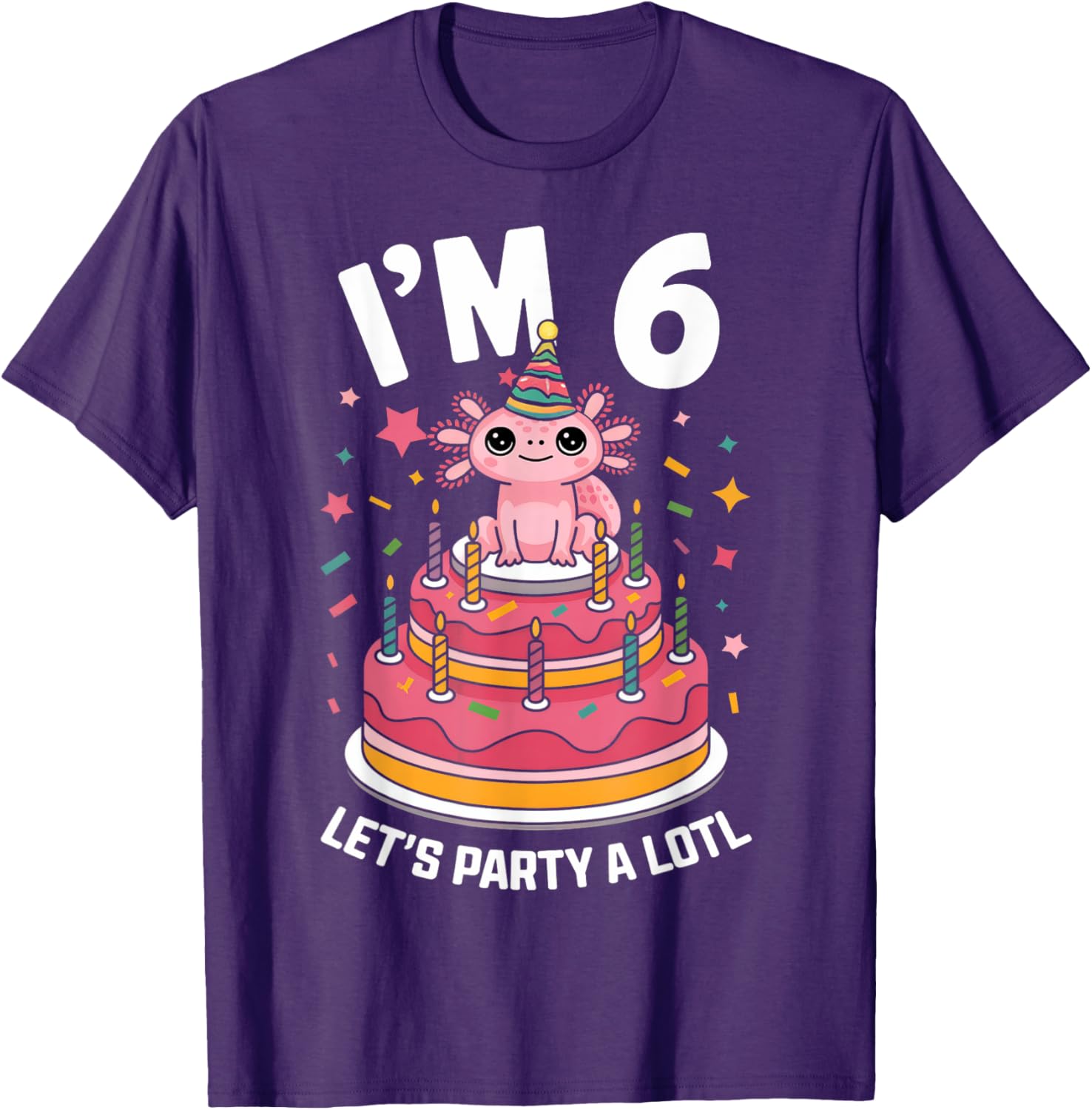Cute Axolotl 6th Birthday T-Shirt for Kids Fun Birthday Party Outfit - 13