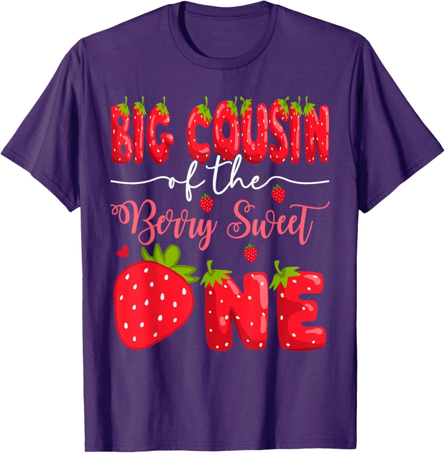 Big Cousin Strawberry T-Shirt for 1st Birthday Celebration - 1