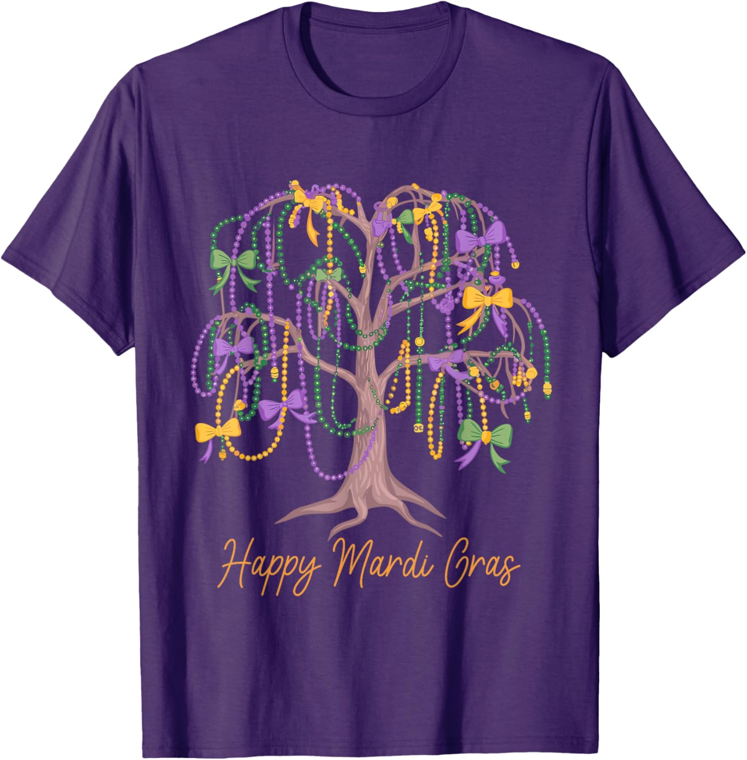 Coquette Bow Mardi Gras Tree Beads Women's T-Shirt for Festival Fun - 5