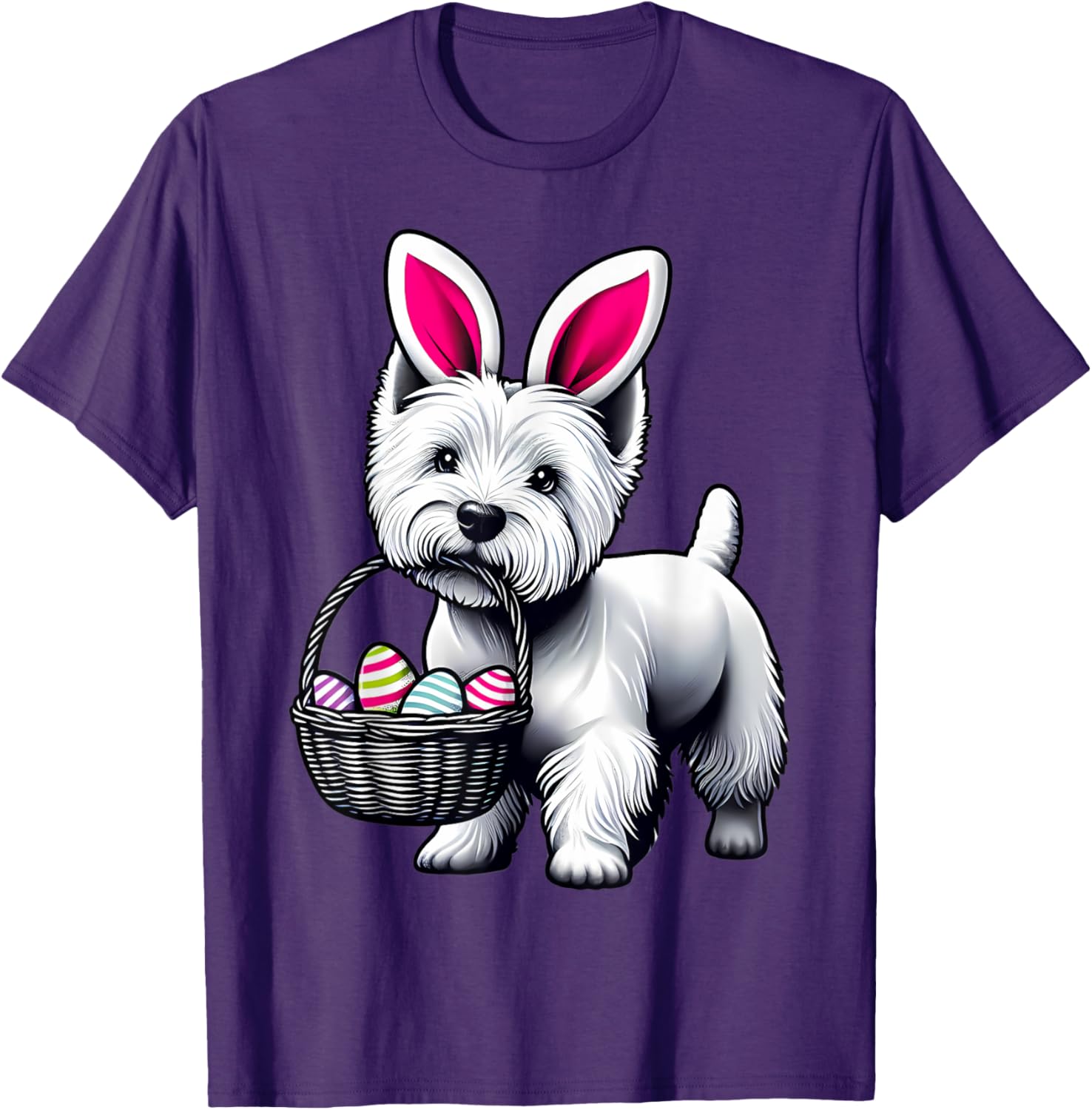 Adorable Bunny Ear West Highland Terrier Easter Eggs T-Shirt for Dogs - 28