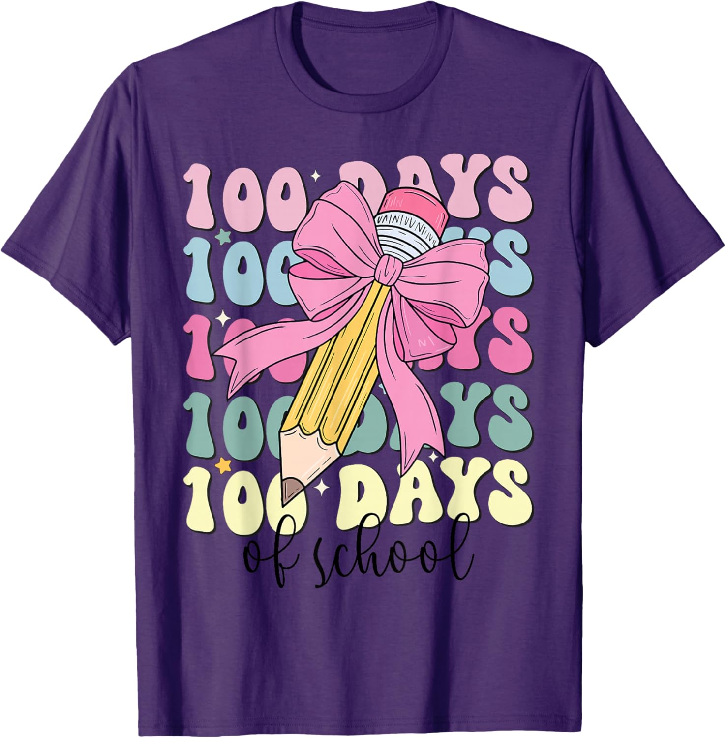 Adorable 100 Days of School Girls Coquette Bow T-Shirt for Kids - 3