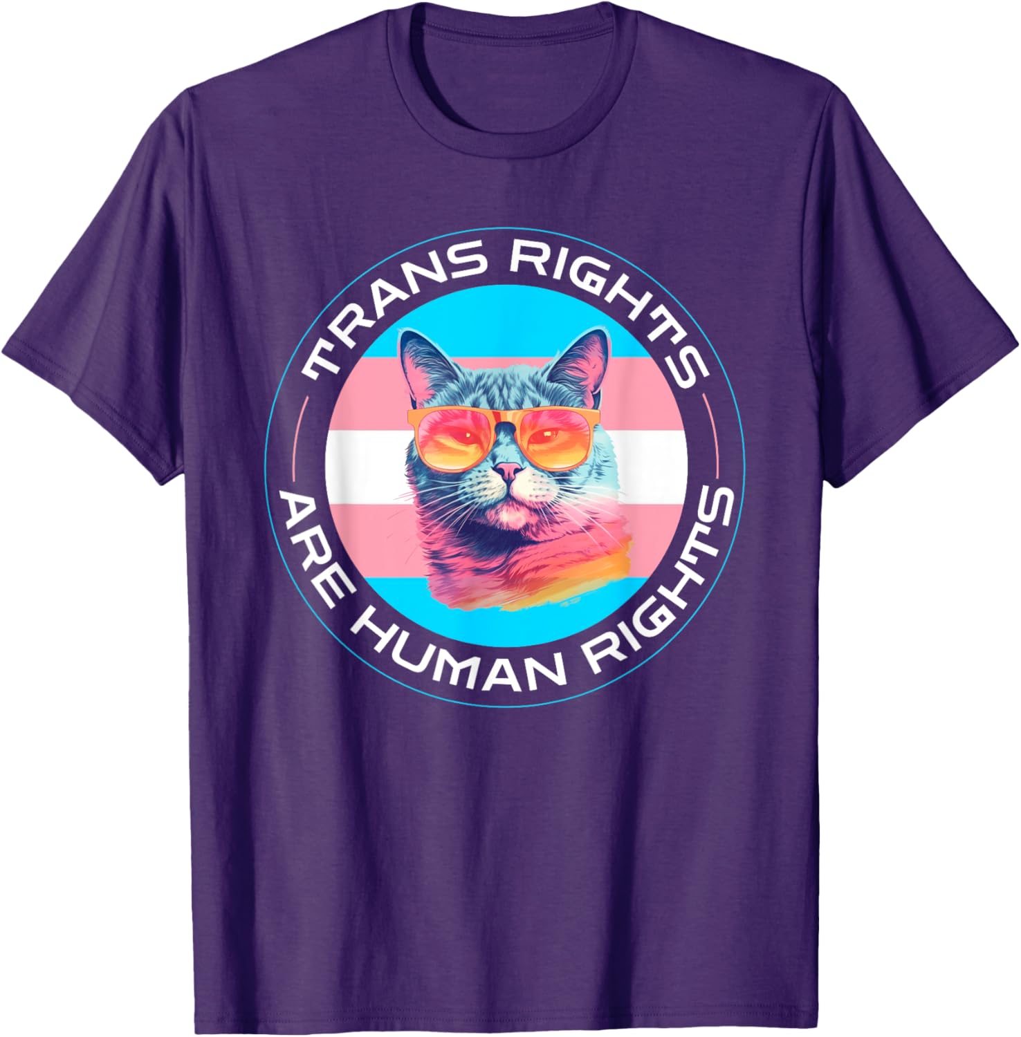 Trans Rights are Human Rights Pride Cat T-Shirt for LGBTQ Supporters - 9