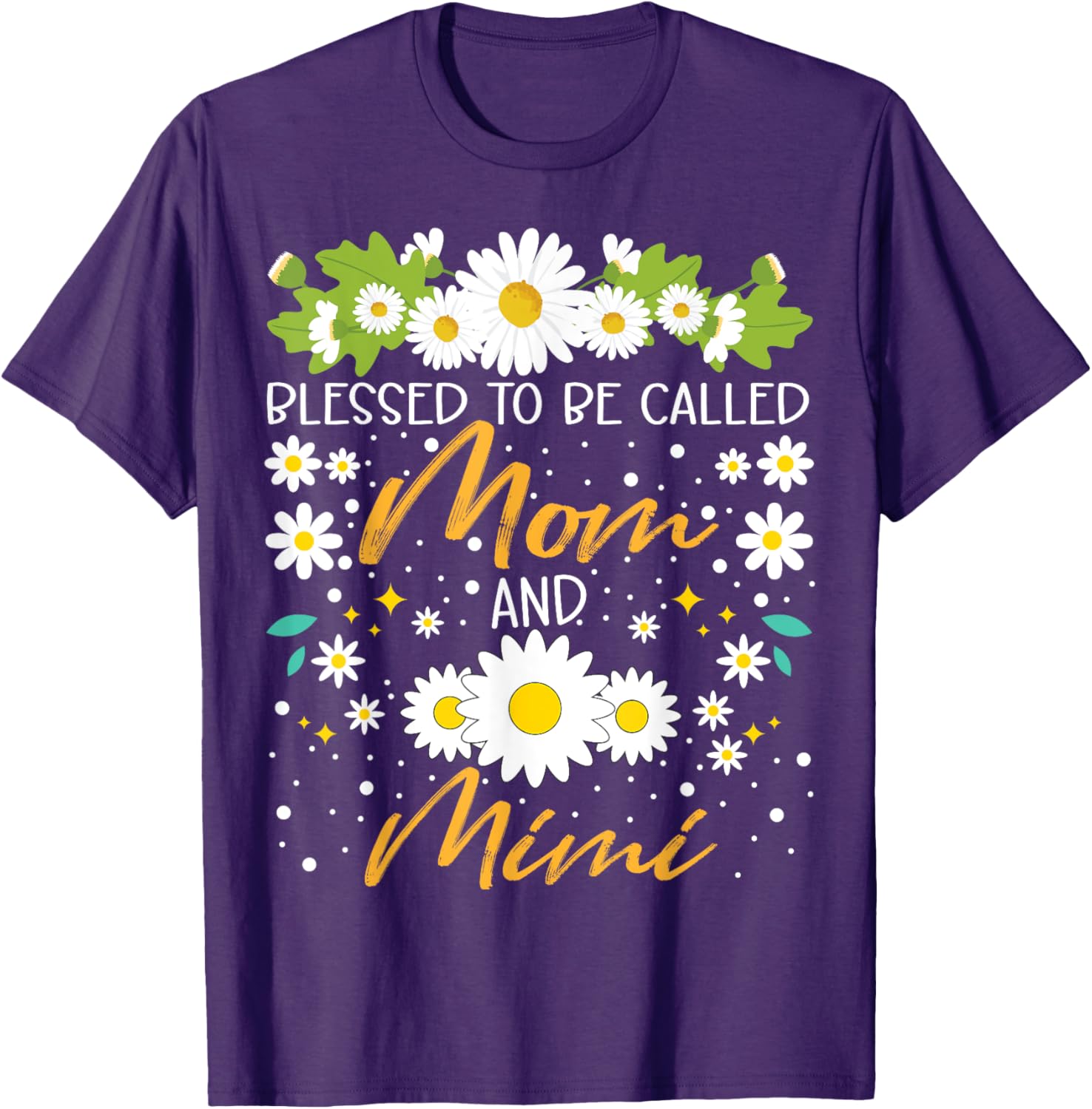 Blessed to Be Called Mom and Mimi Daisy Floral T-Shirt for Family Fun - 8