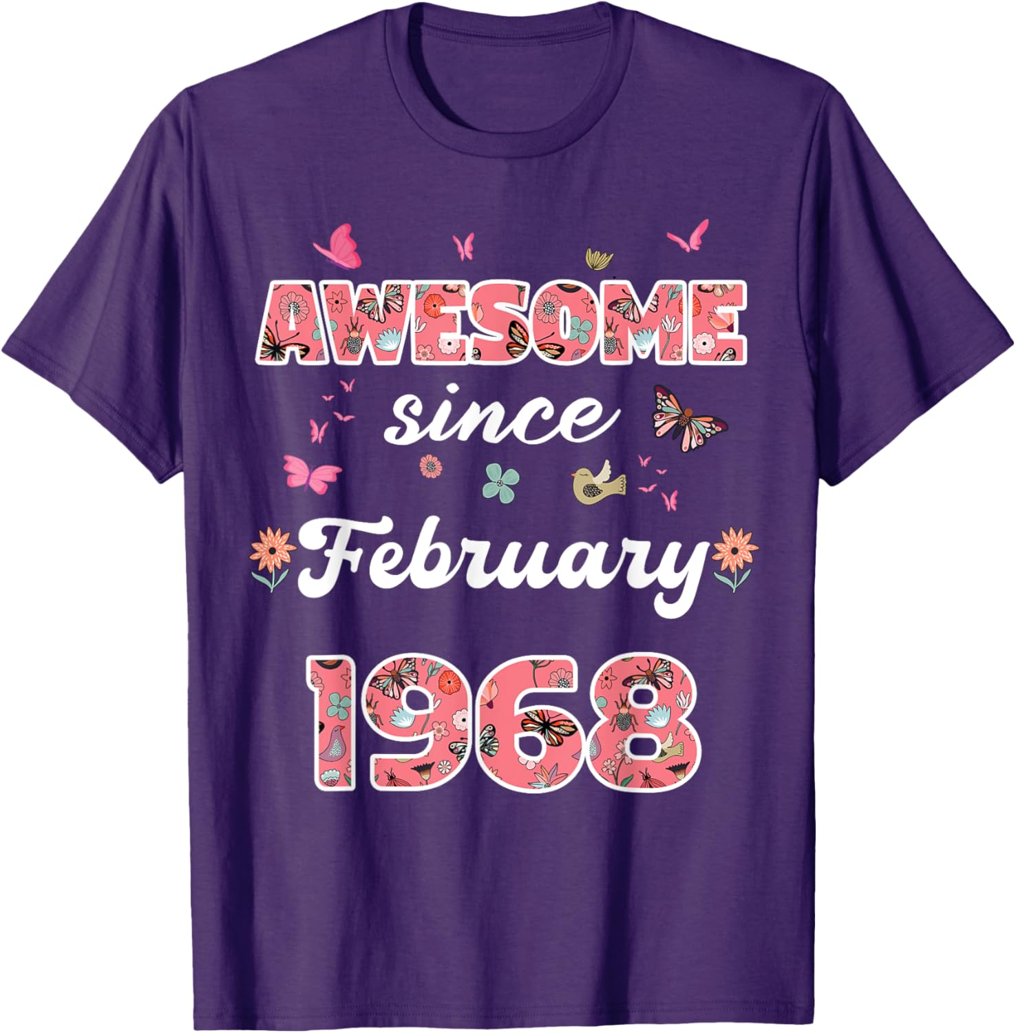 Vintage February 1968 Flowers Birthday T-Shirt for a Special Celebration - 6