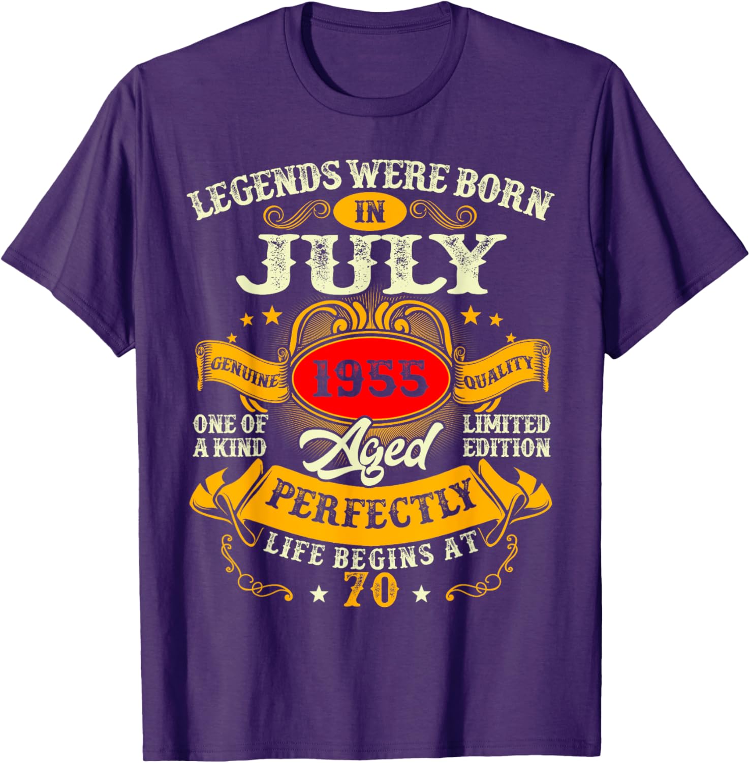 Vintage Retro 70th Birthday T-Shirt for July 1955 Legends Men Women - 7