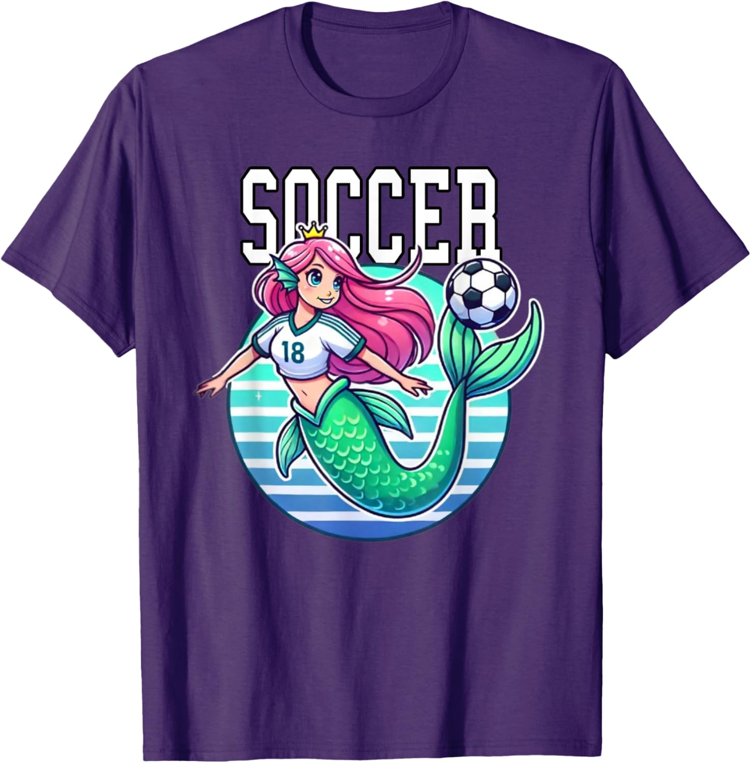 Soccer Mermaid Playing Soccer T-Shirt for Fans of Fun Sports Apparel - 24