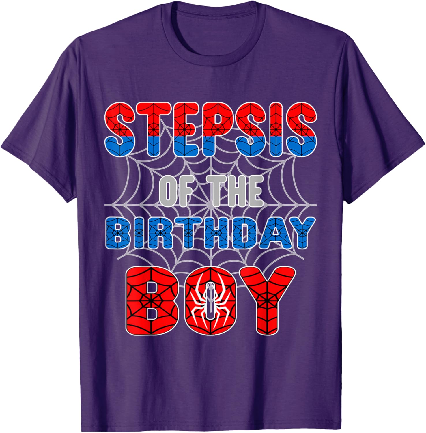 Spider Web Birthday Party T-Shirt for Step Sis of the Birthday Boy - 21