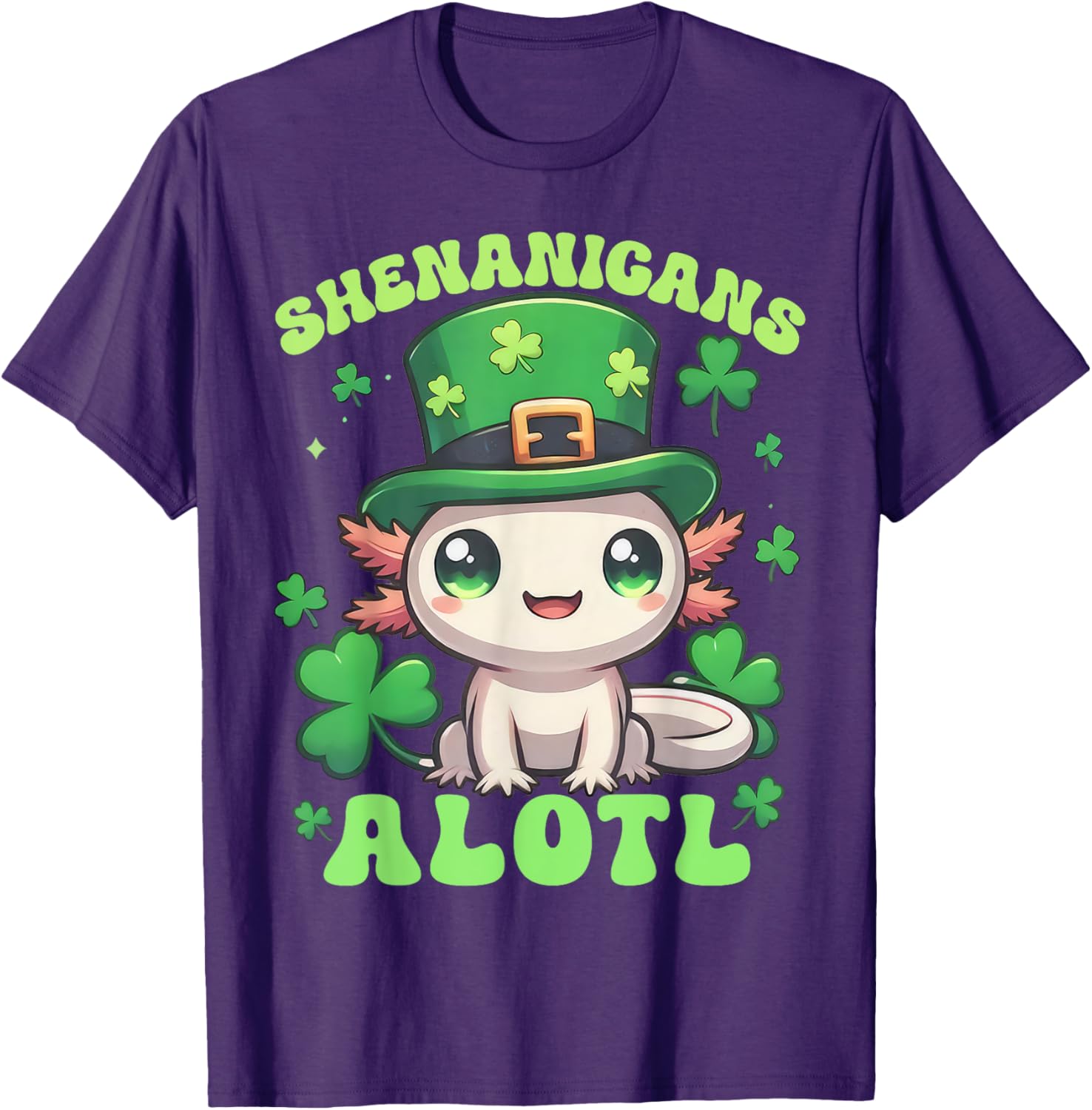 Axolotl St. Patrick's Day Fun T-Shirt for Kids and Adults - 8