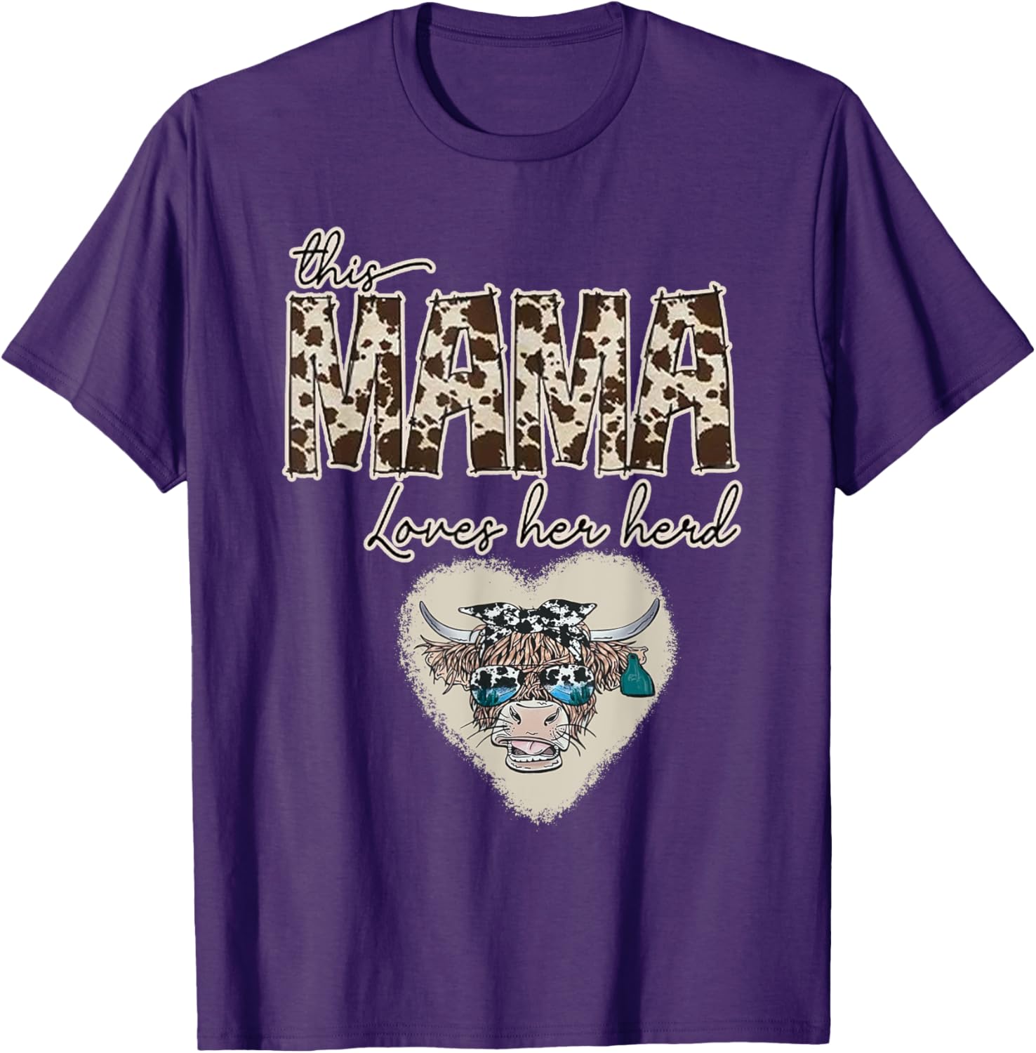 Cute Cow Print Mama Shirt for Farmers, Love Your Herd T-Shirt - 17