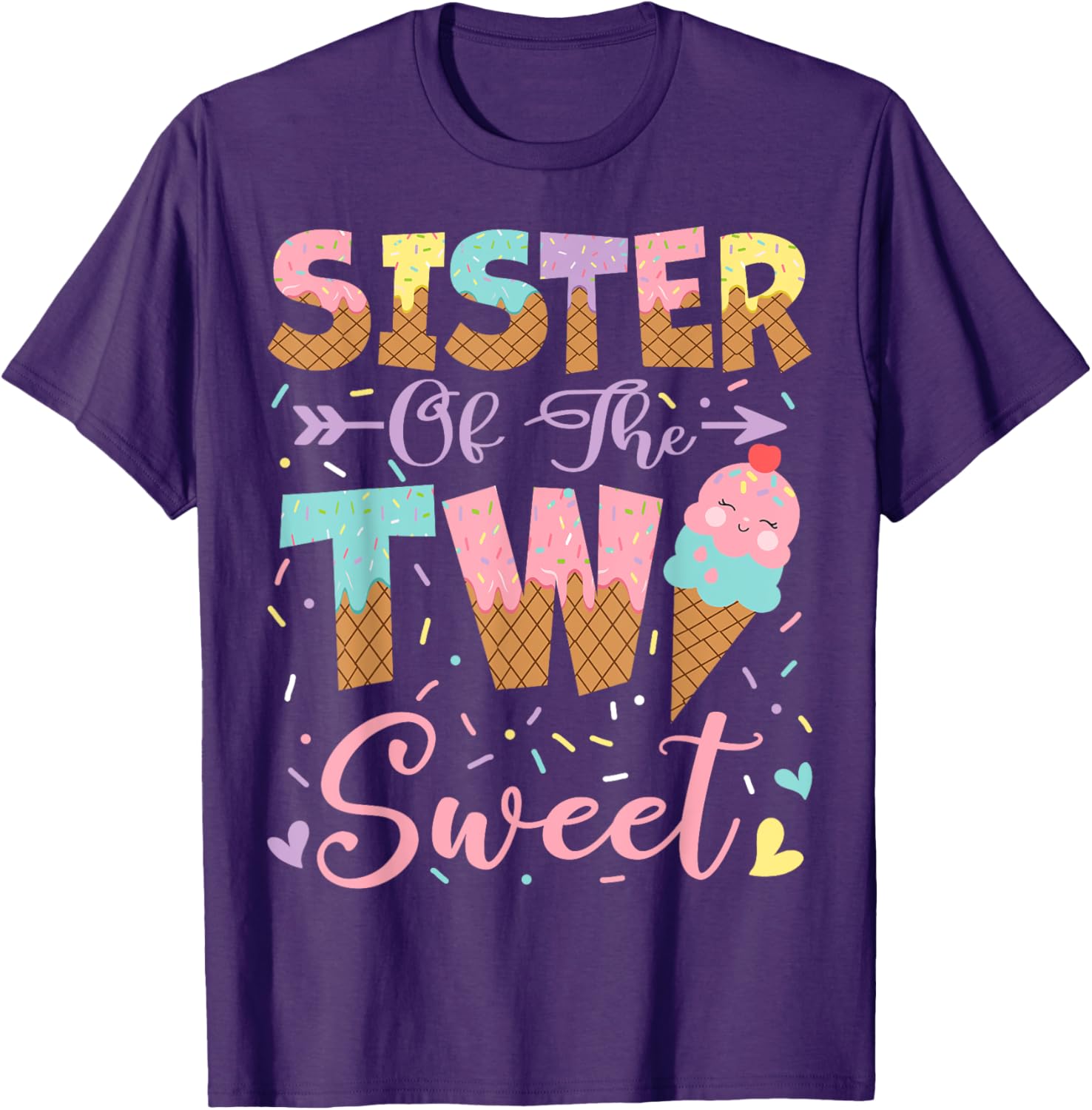 Adorable Sister of the Two Sweet Summer Ice Cream Birthday T-Shirt - 5