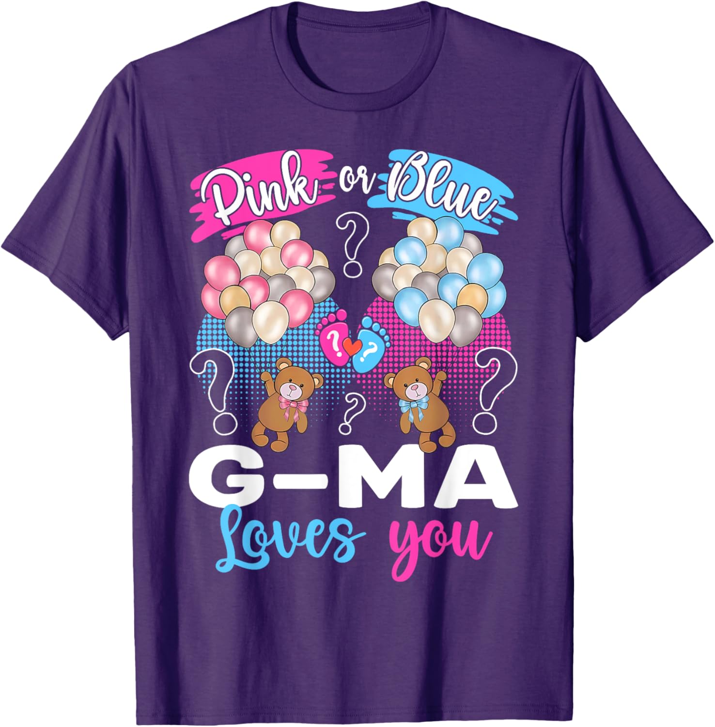 Bears Pink or Blue G-Ma Loves You Gender Reveal T-Shirt for Grandmas - 11