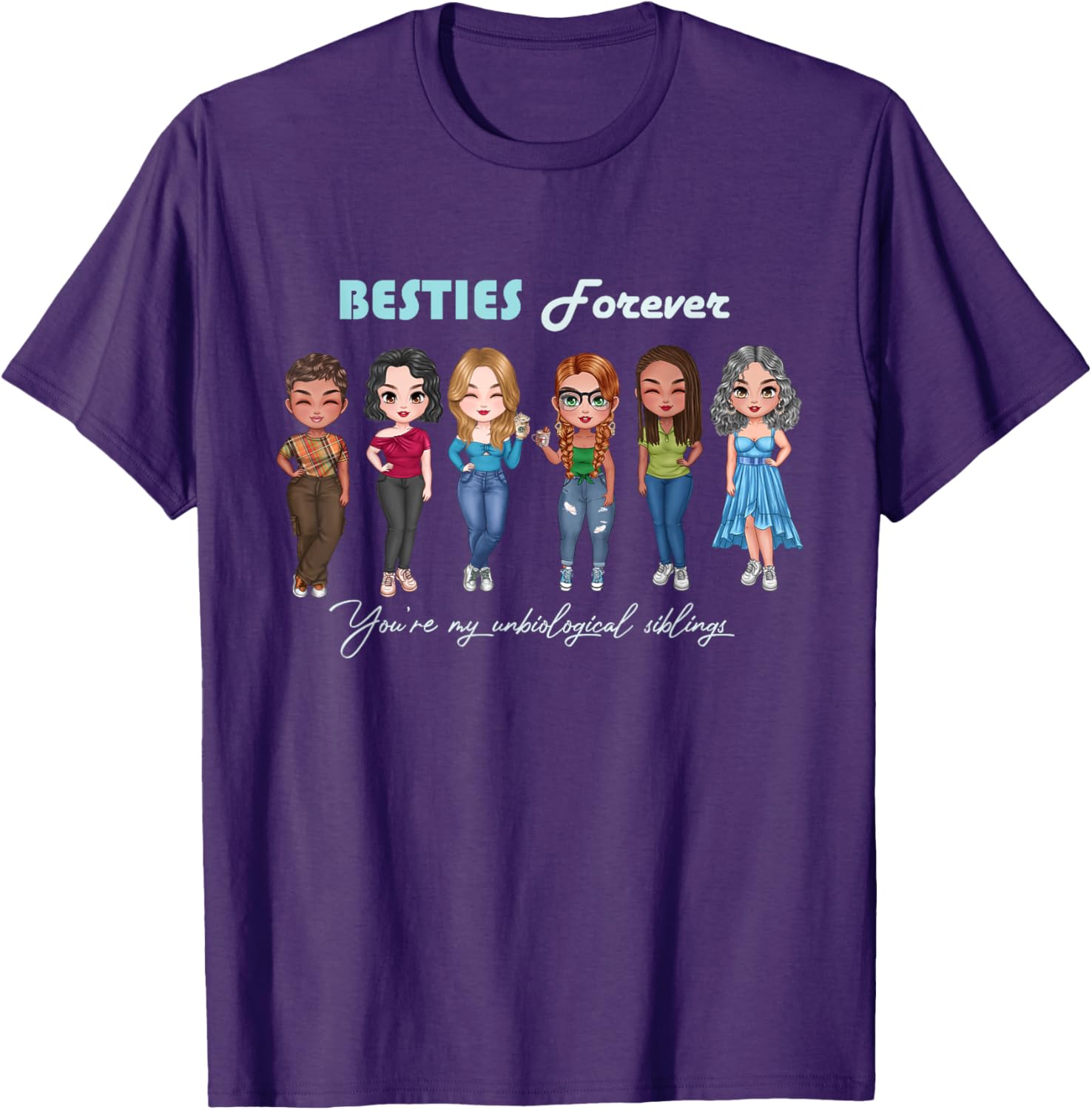 Chibi Best Friends T-Shirt for Unbiological Sisters and Siblings - 8