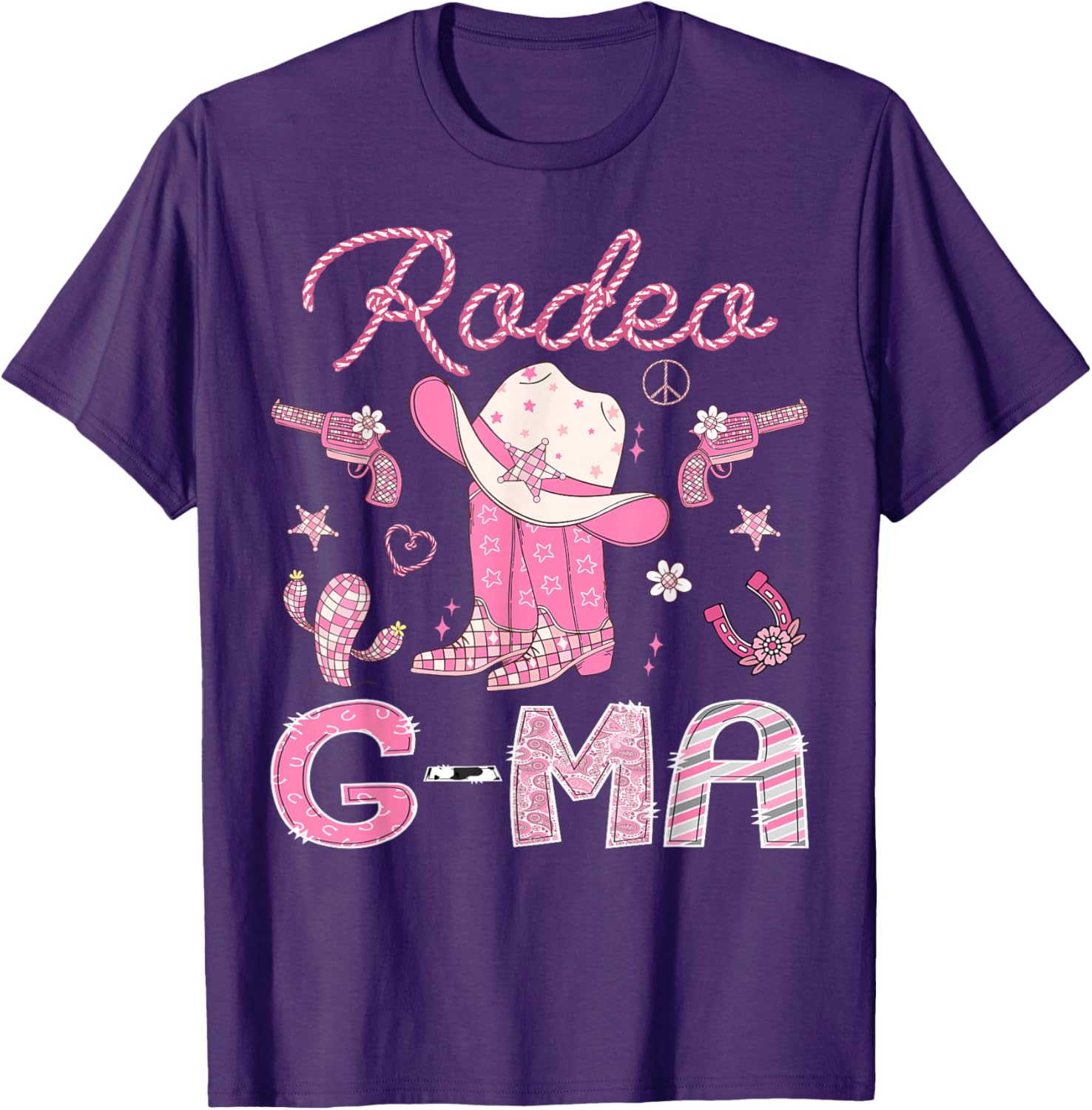 Rodeo G-Ma 1st Birthday Pink Boots Disco Cowgirl T-Shirt for Girls - 6