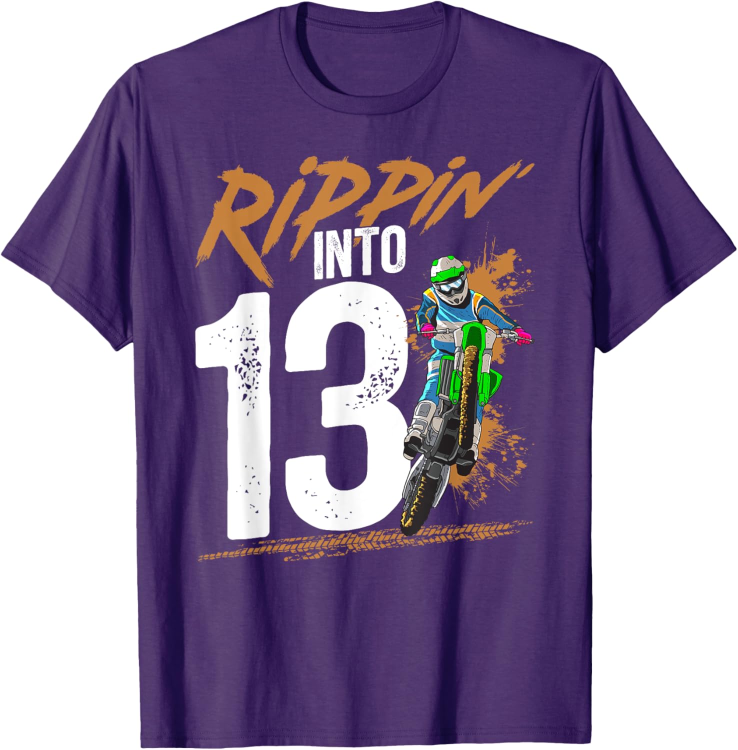 Cool 13th Dirt Bike Birthday Party T-Shirt for Young Bikers - 13
