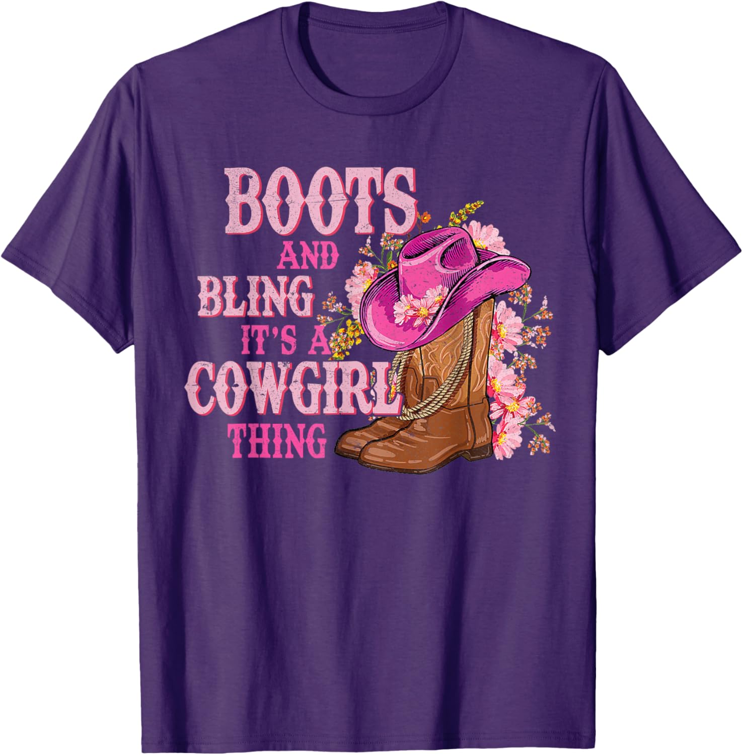 Cowgirl Style Boots and Bling Rodeo Love T-Shirt for Country Girls - 17