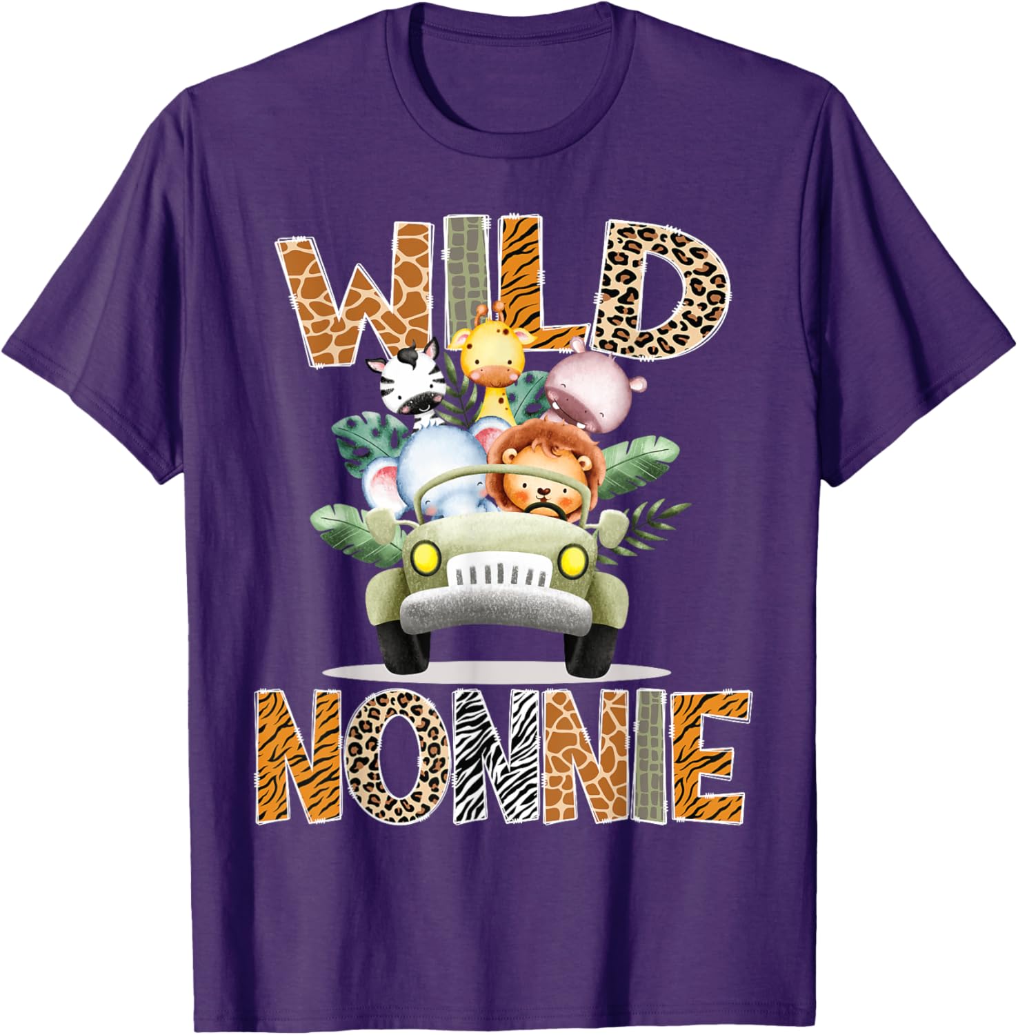 Wild Nonnie Safari Jungle Animals 1st Birthday Truck T-Shirt for Kids - 13