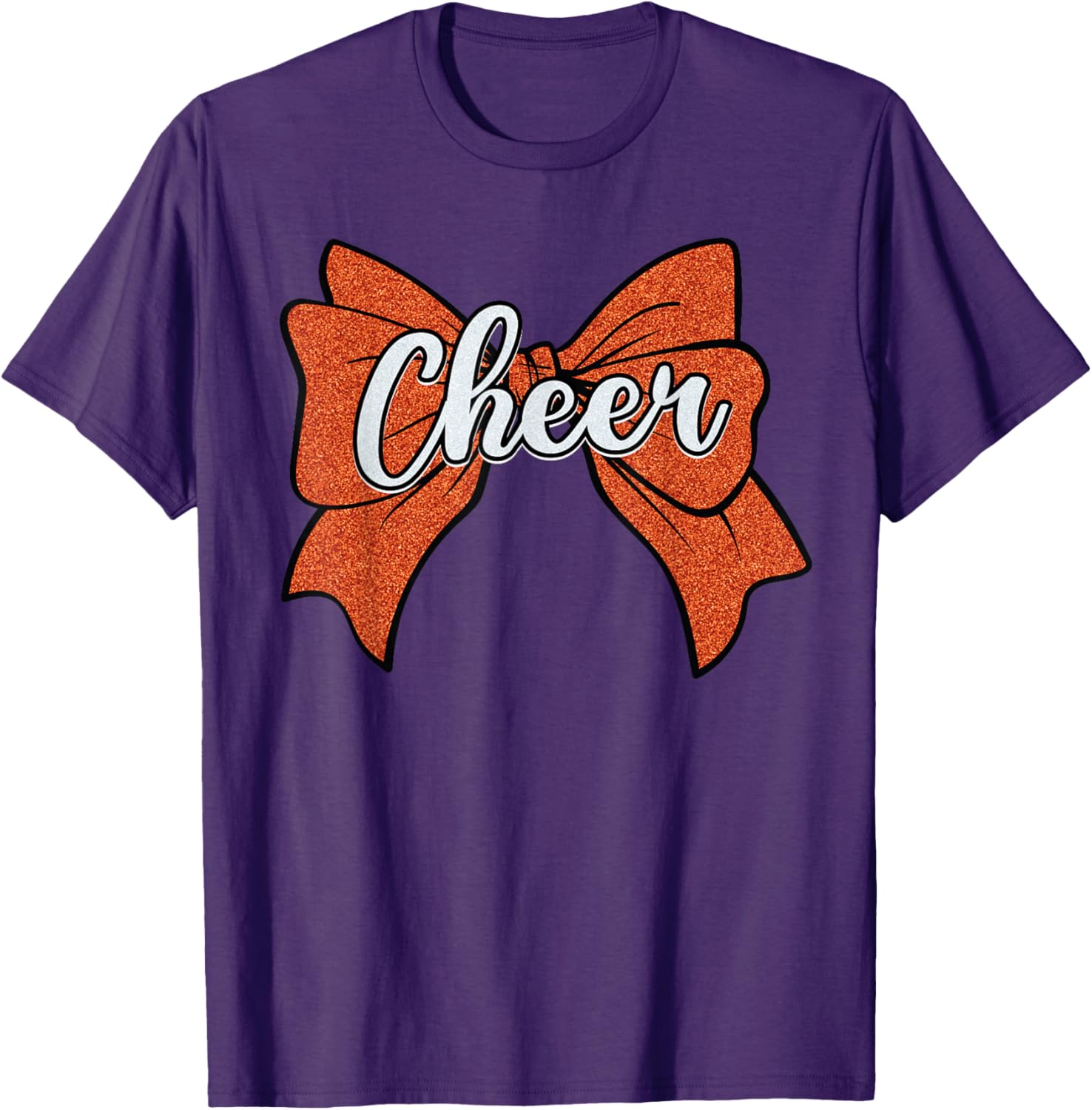 Coquette Orange Cheer Bow Sport T-Shirt for Cheerleaders and Fans - 1