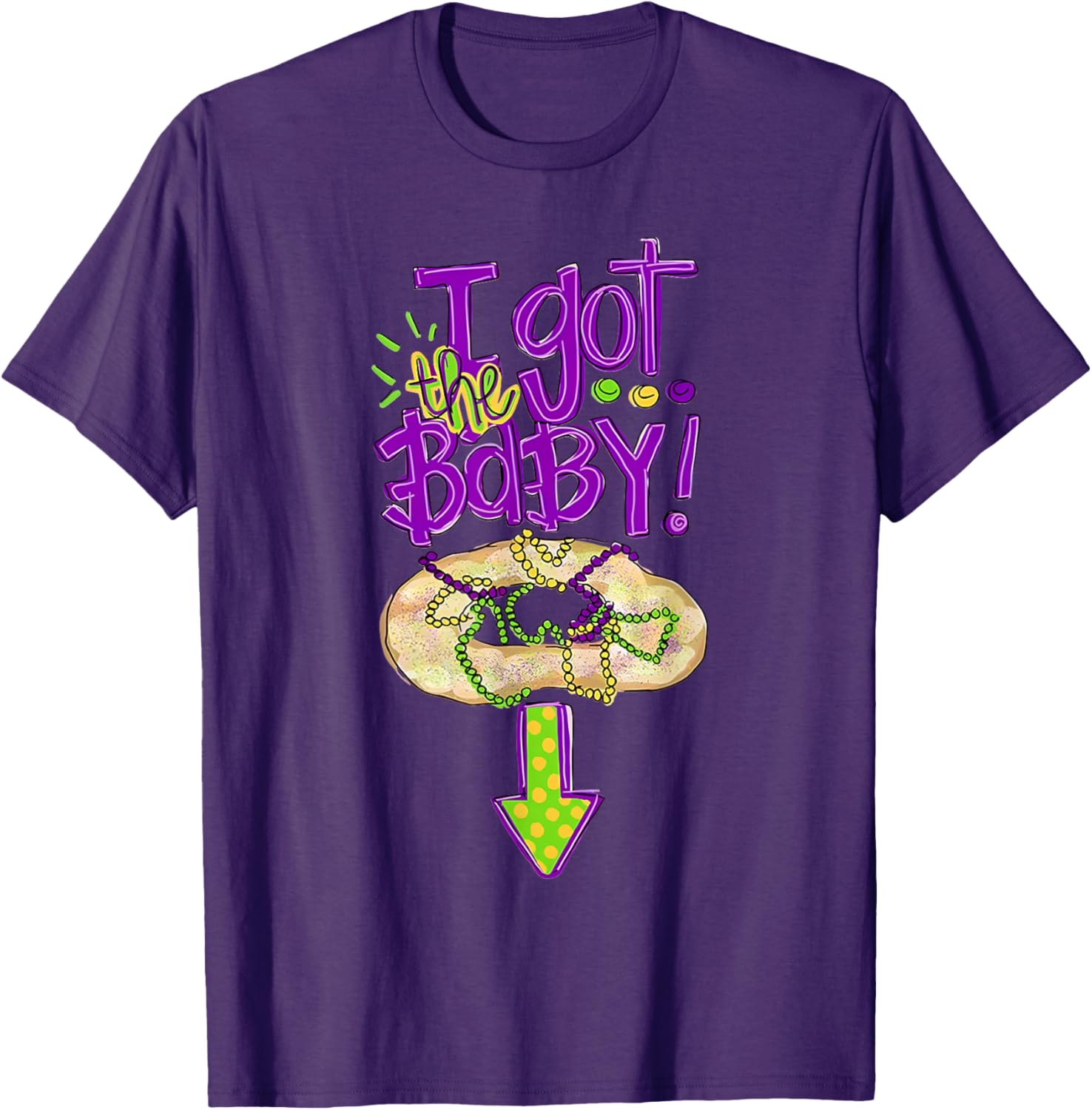 Baby Mardi Gras King Cake Reveal T-Shirt for New Orleans Celebrations - 28
