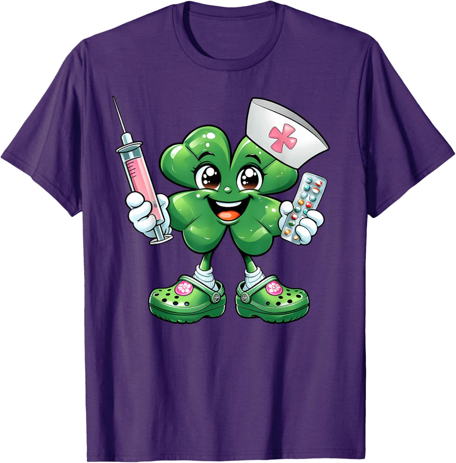 Saint Pattys Scrub T-Shirt for Nurses with Shamrock Design - Women's Apparel - 8